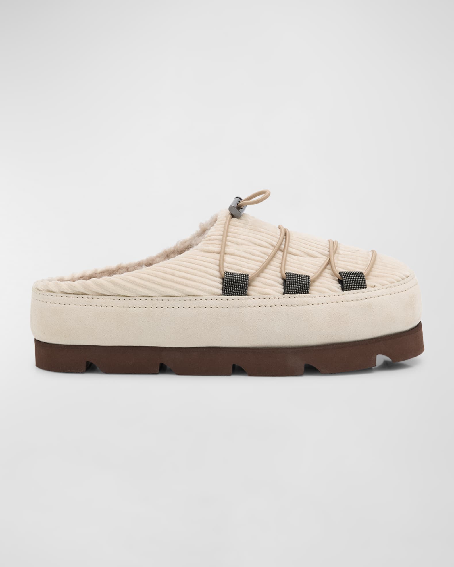 Suede Lace-Up Cozy Mule Slippers 0
