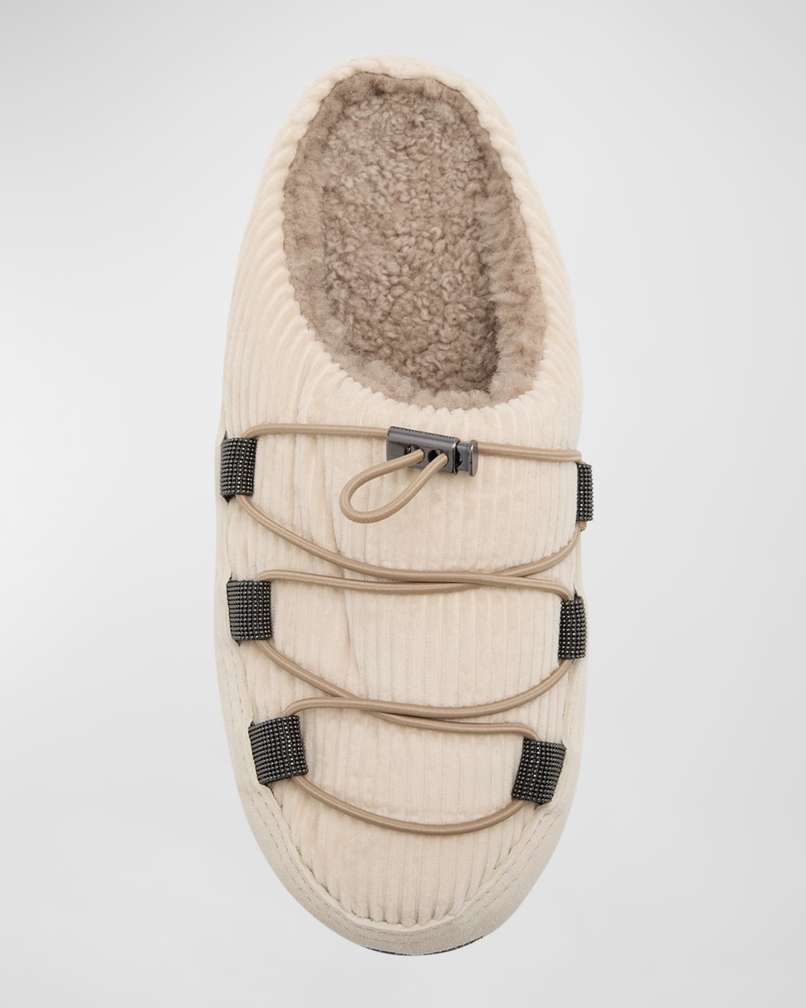 【関税&送料込】Brunello Cucinelli Pair Of Slippers Brunello Cucinelli - Padded Leather Slide With Monili Trim