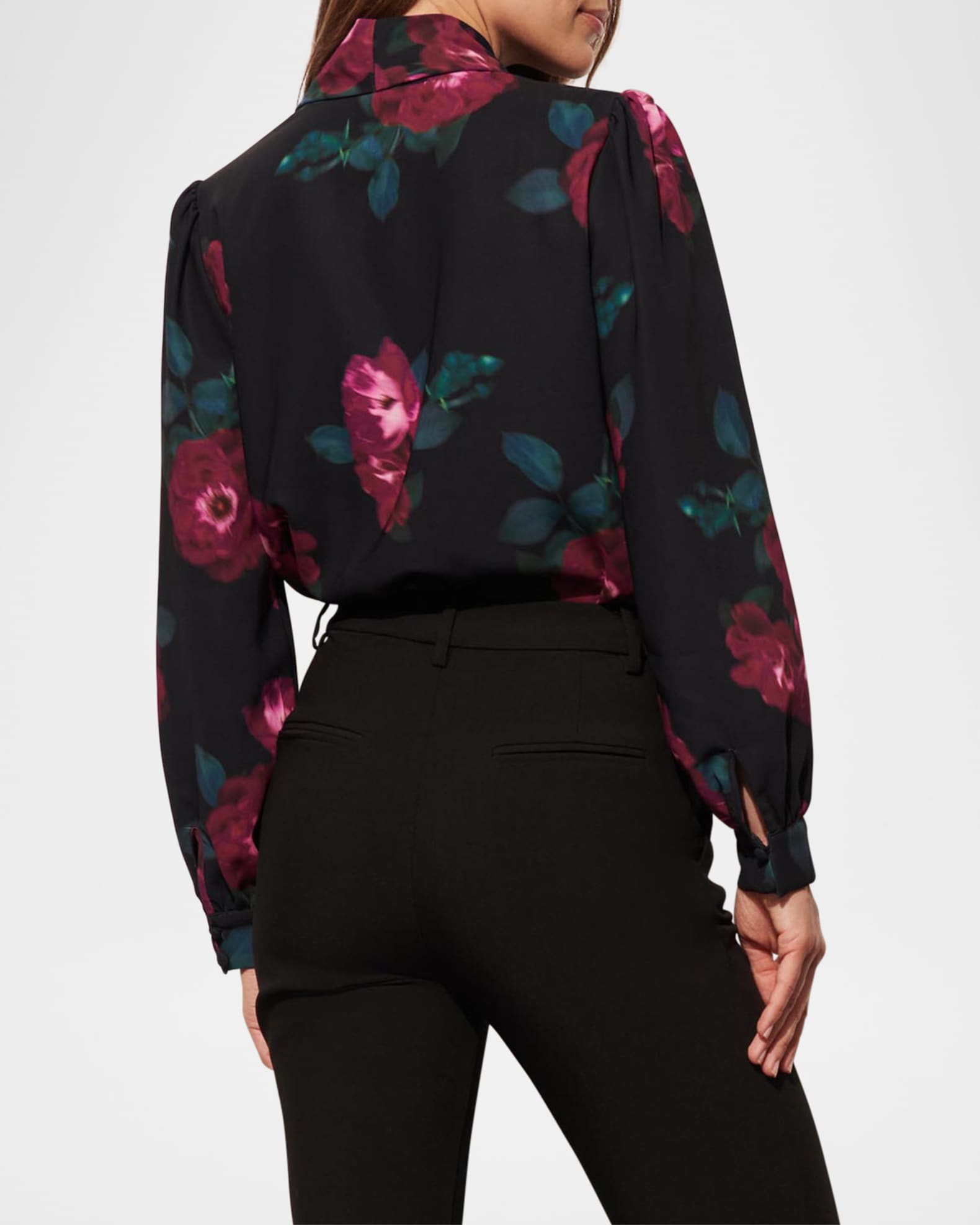 Figue Jackie Floral Draped Long-Sleeve Wrap Top | Neiman Marcus