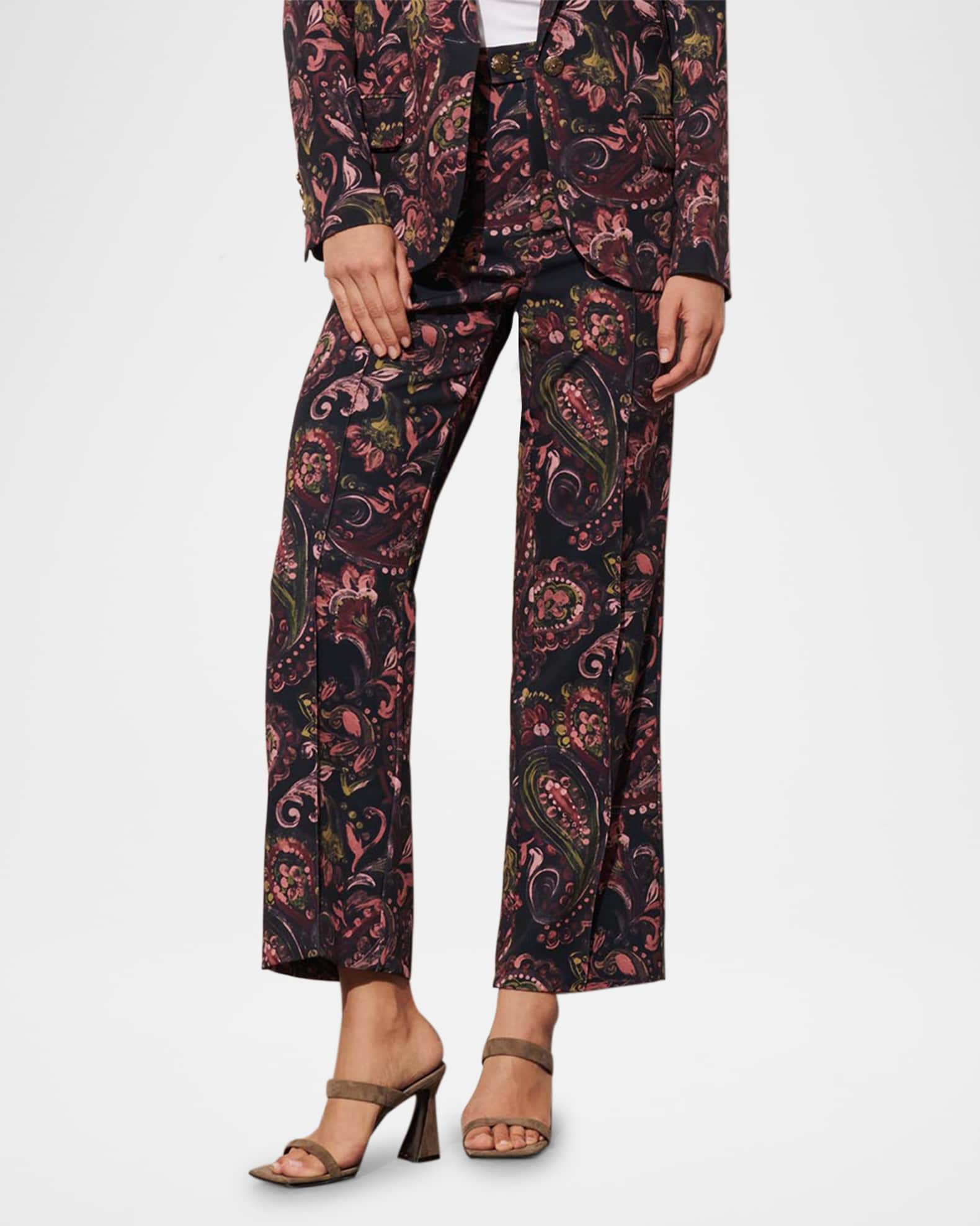 Sioban Paisley Straight-Leg Pants 0