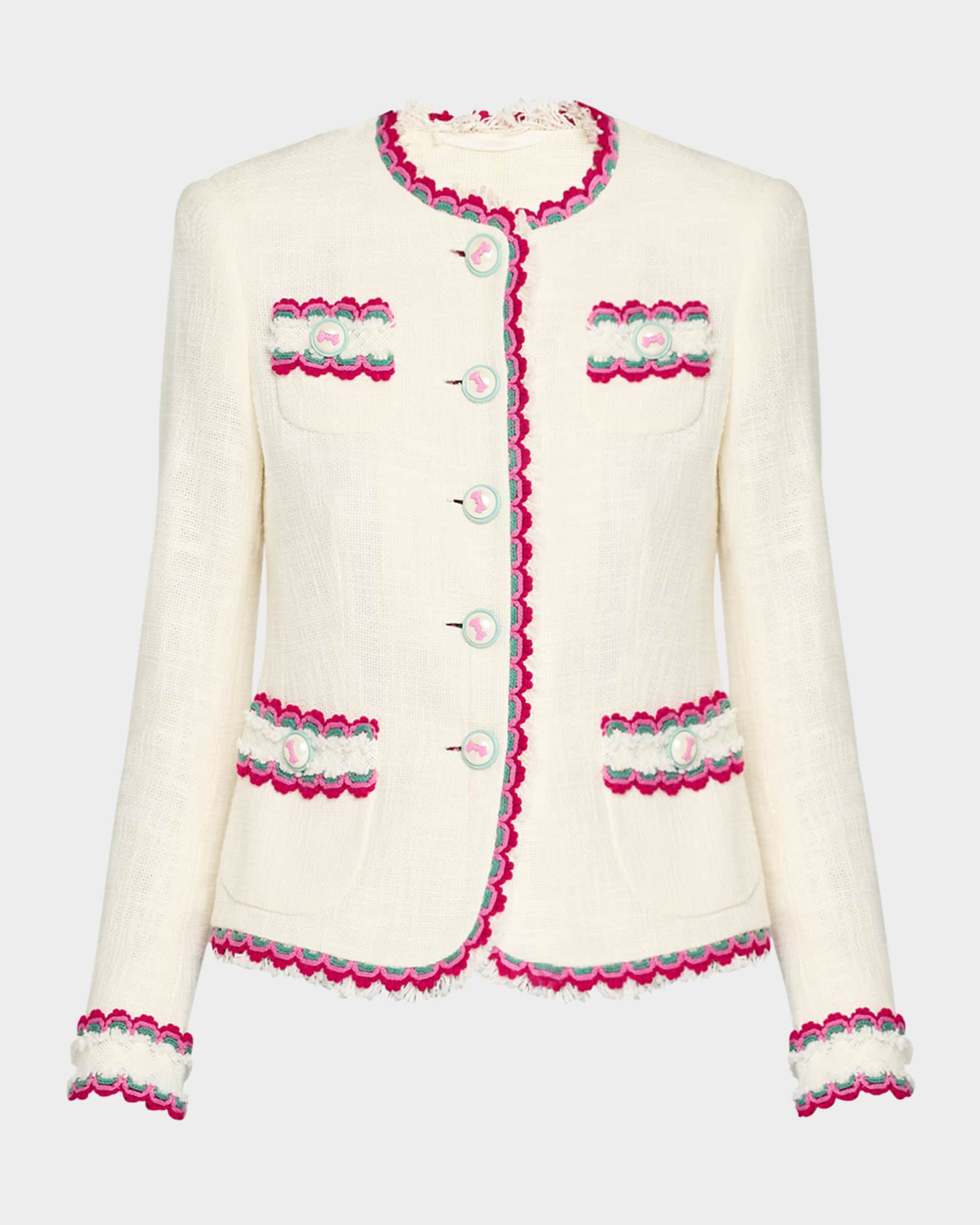Ric Rac-Trim Cotton Button-Front Jacket 0