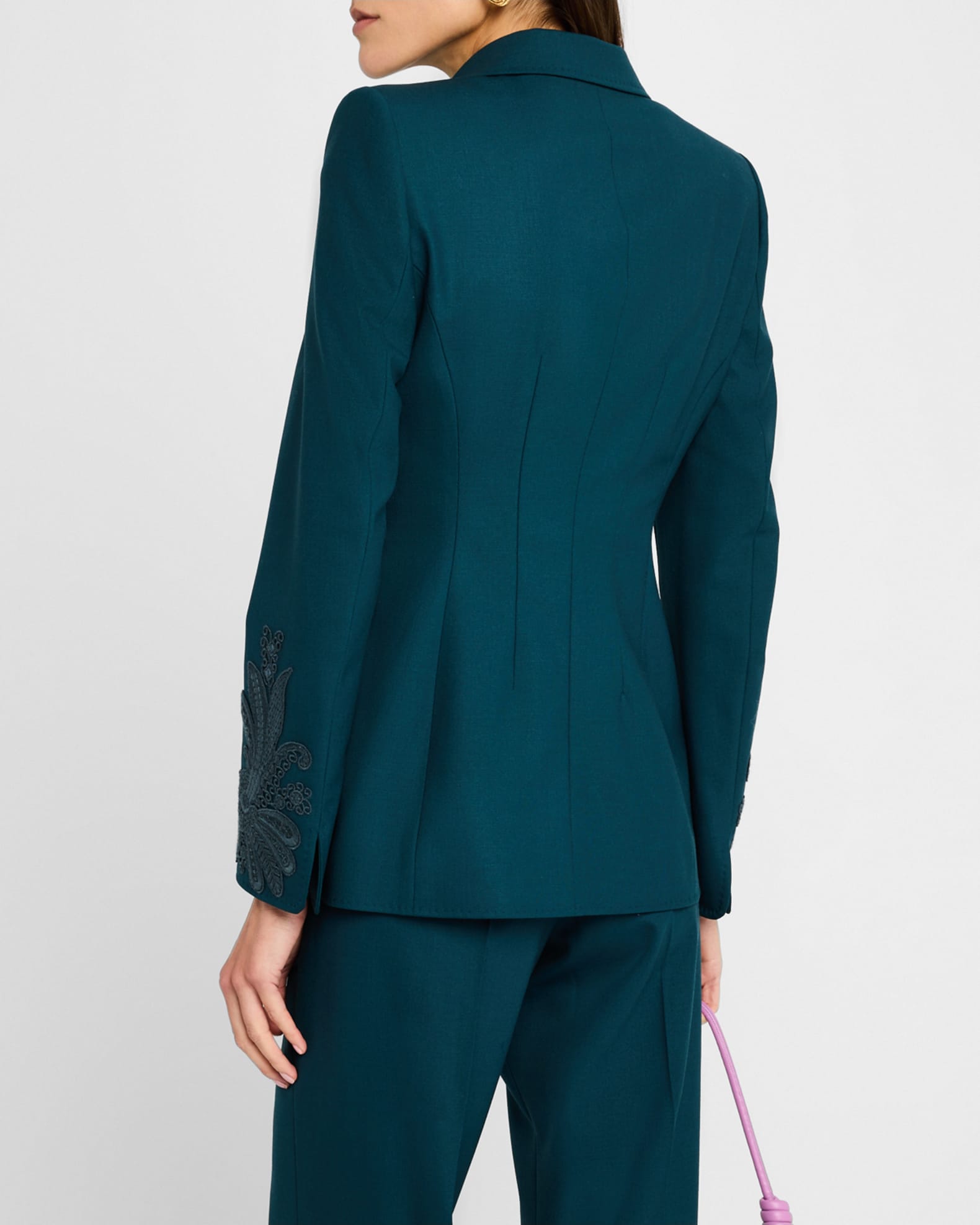 Maison Common Embroidered Sleeve Single-Breasted Wool-Blend