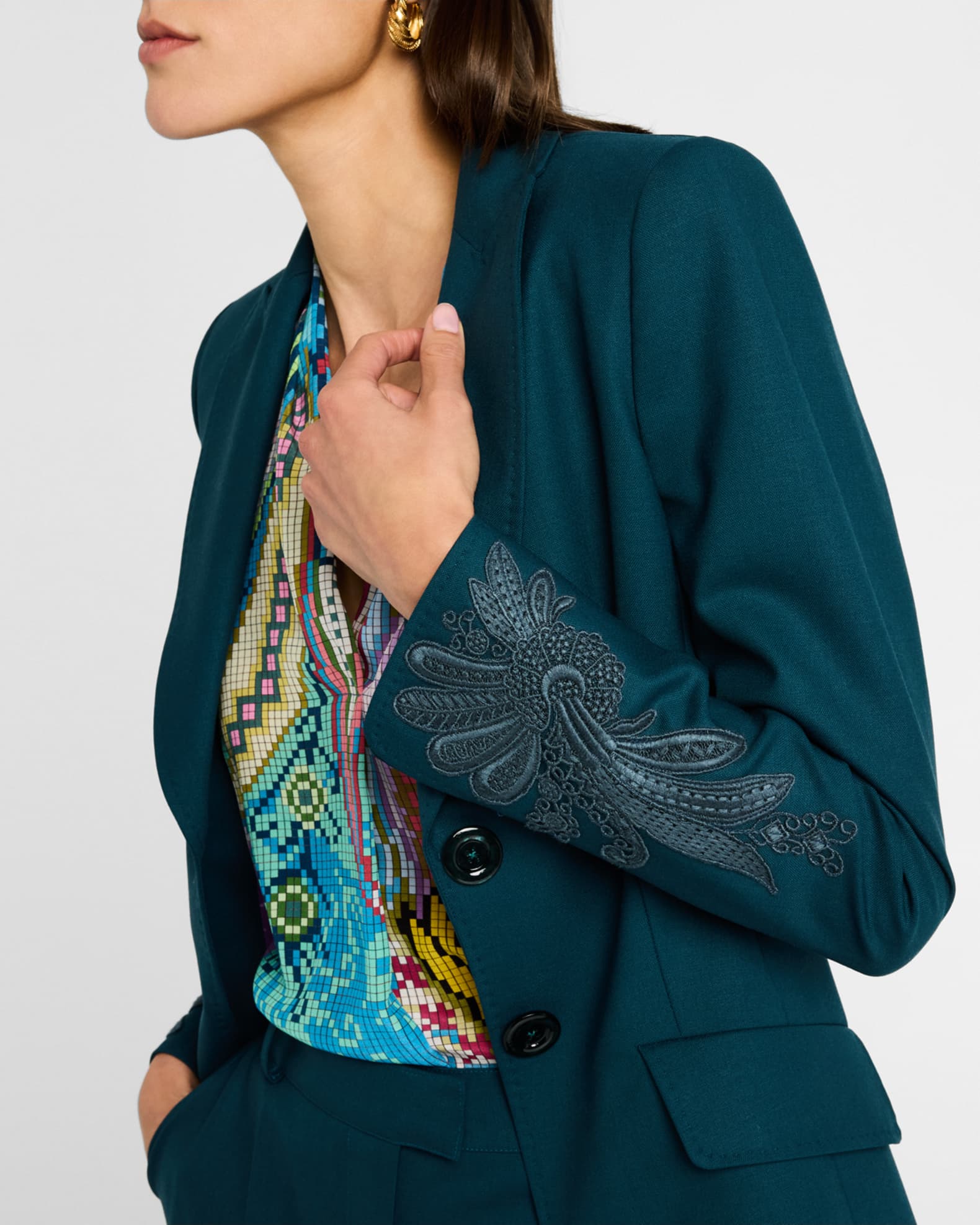 1300~Unlined Single Breasted Wool Blend Blazer main image 1