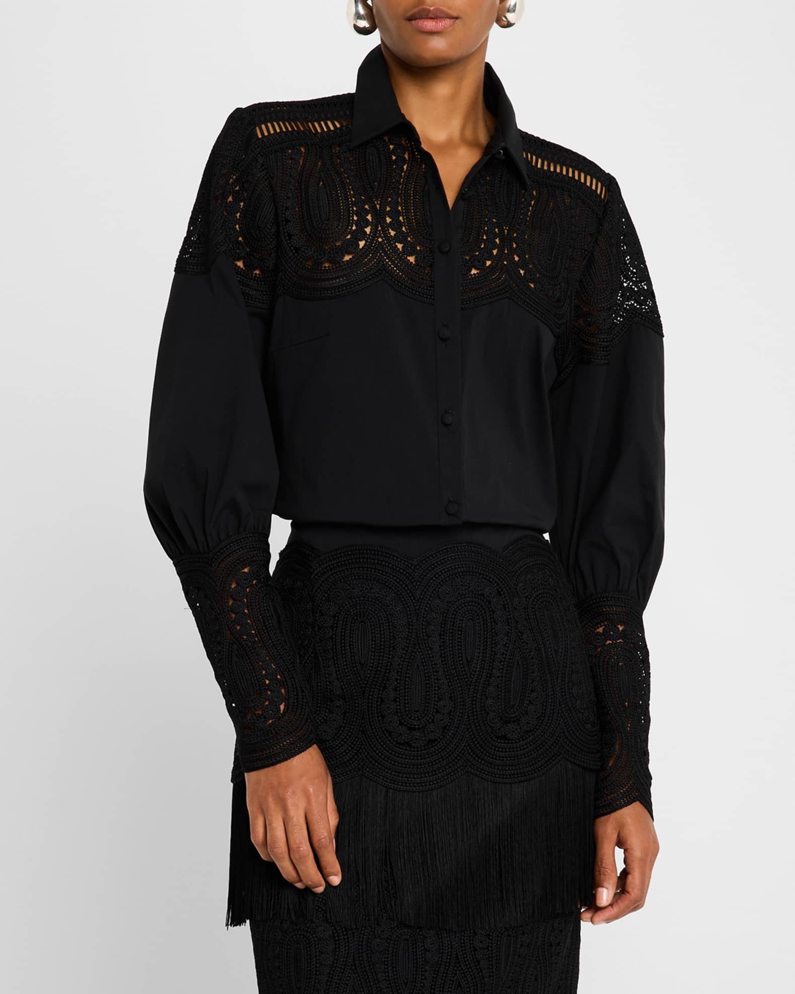 Embroidered Button-Down Top 1