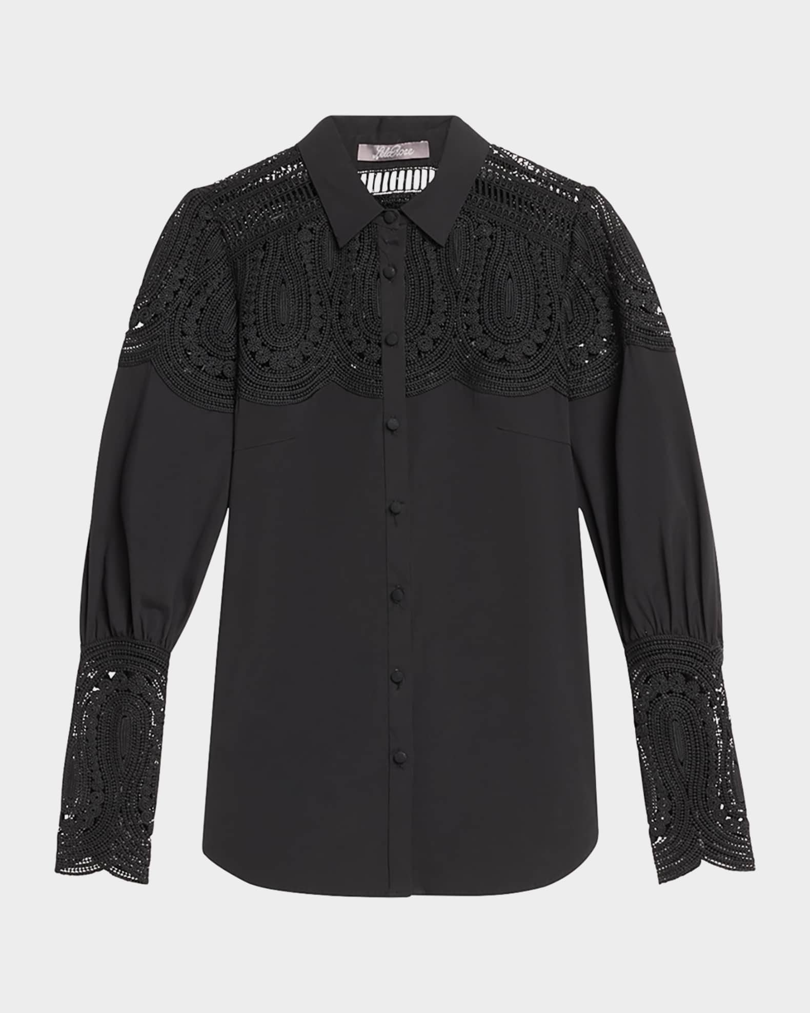 Embroidered Button-Down Top 0