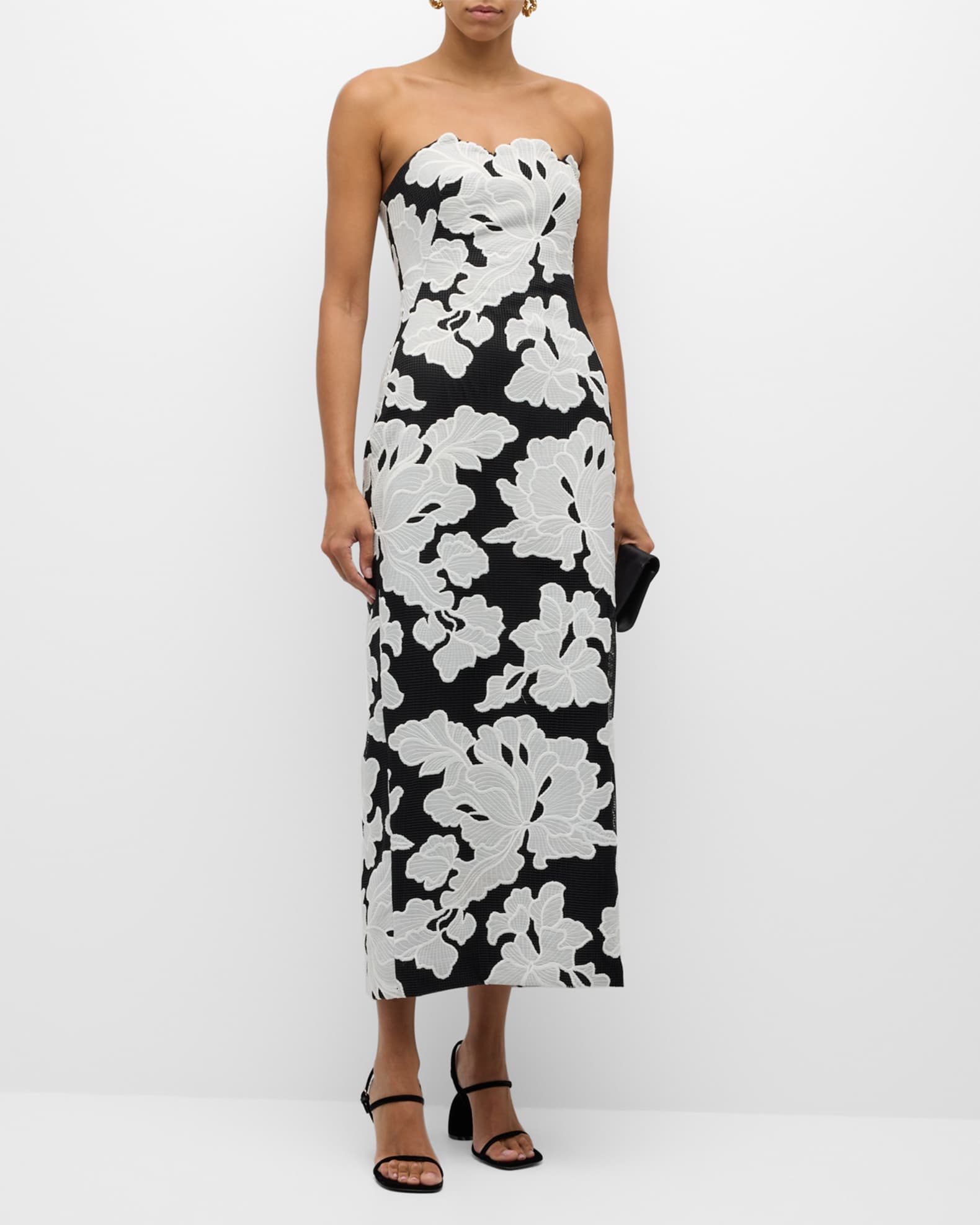 Natasha Strapless Floral-Embroidered Midi Dress 1