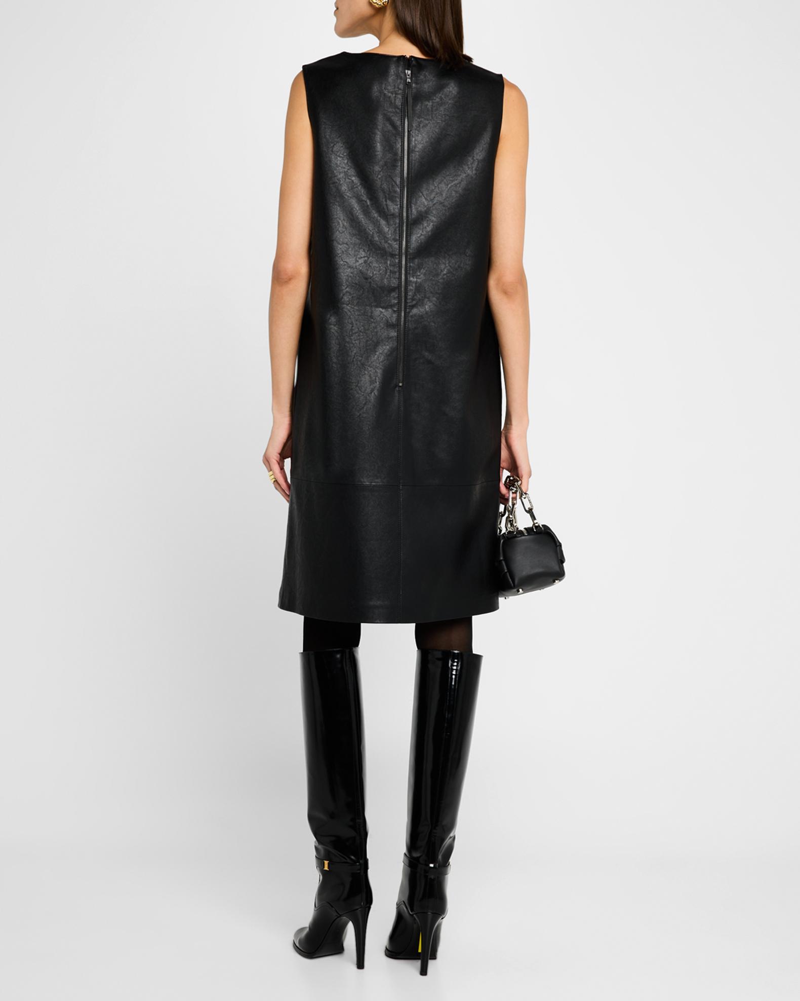 black leather high low dress Prom Dress Style #24729