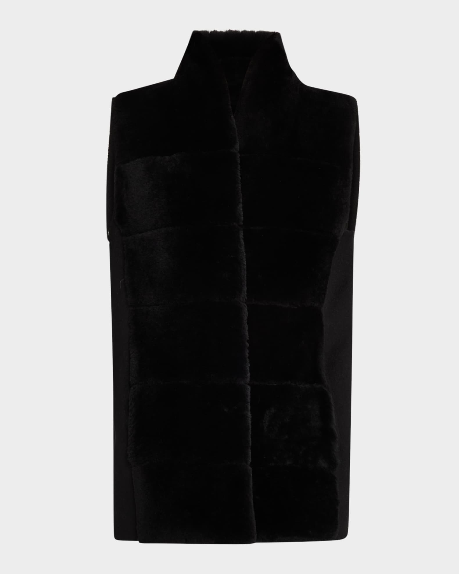 Reversible Shearling Lamb Vest with Cashmere-Blend Back 0