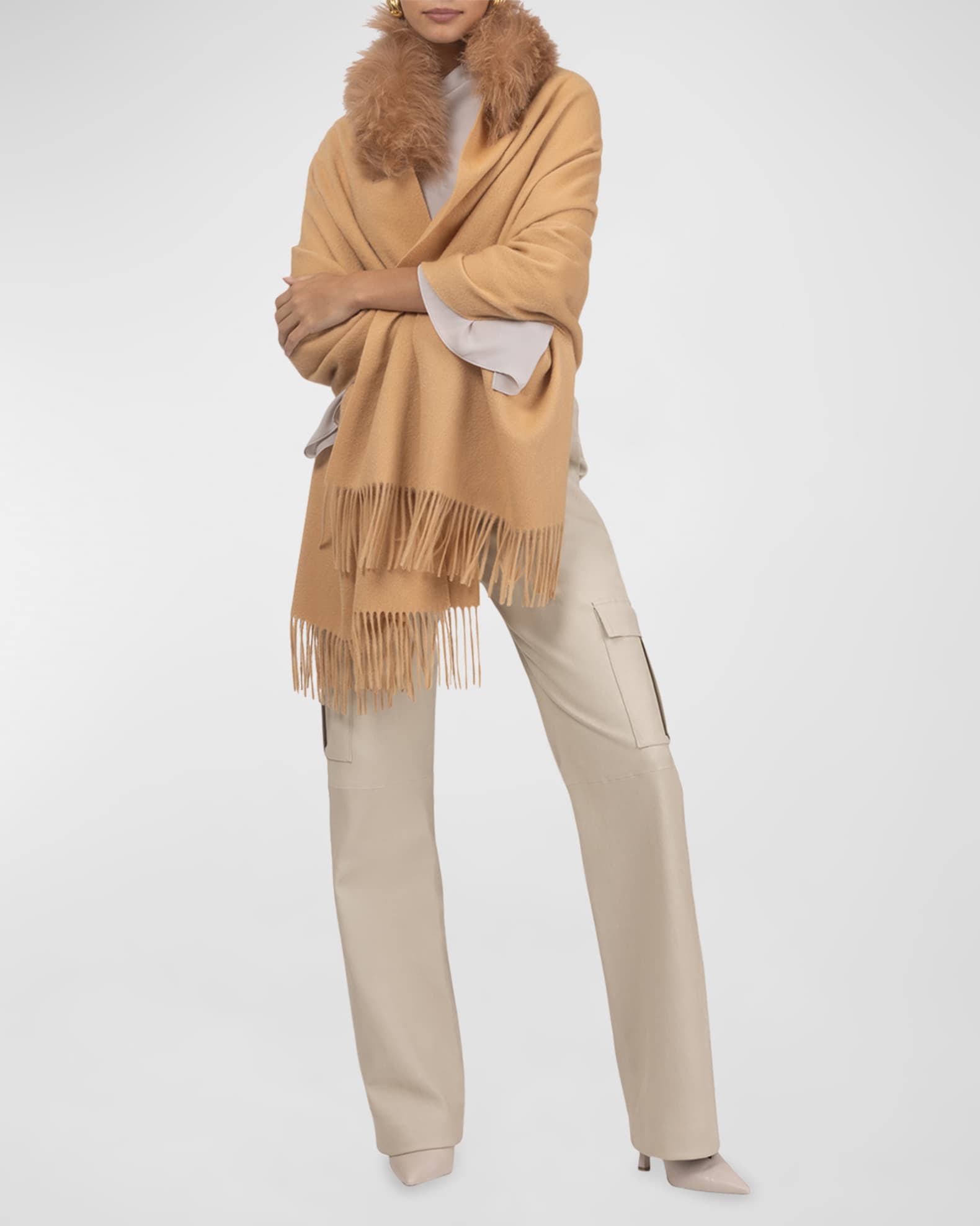 Cashmere & Lamb Shearling Stole 1
