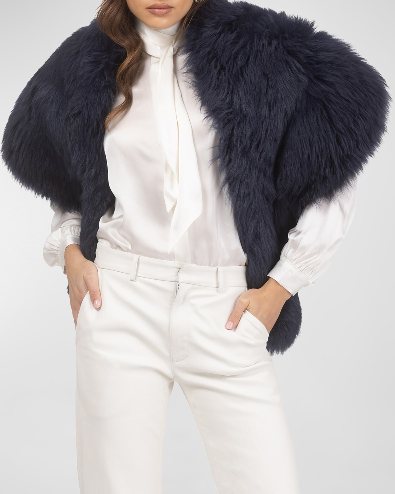 Select Lamb Shearling Stole - Thumbnail 2