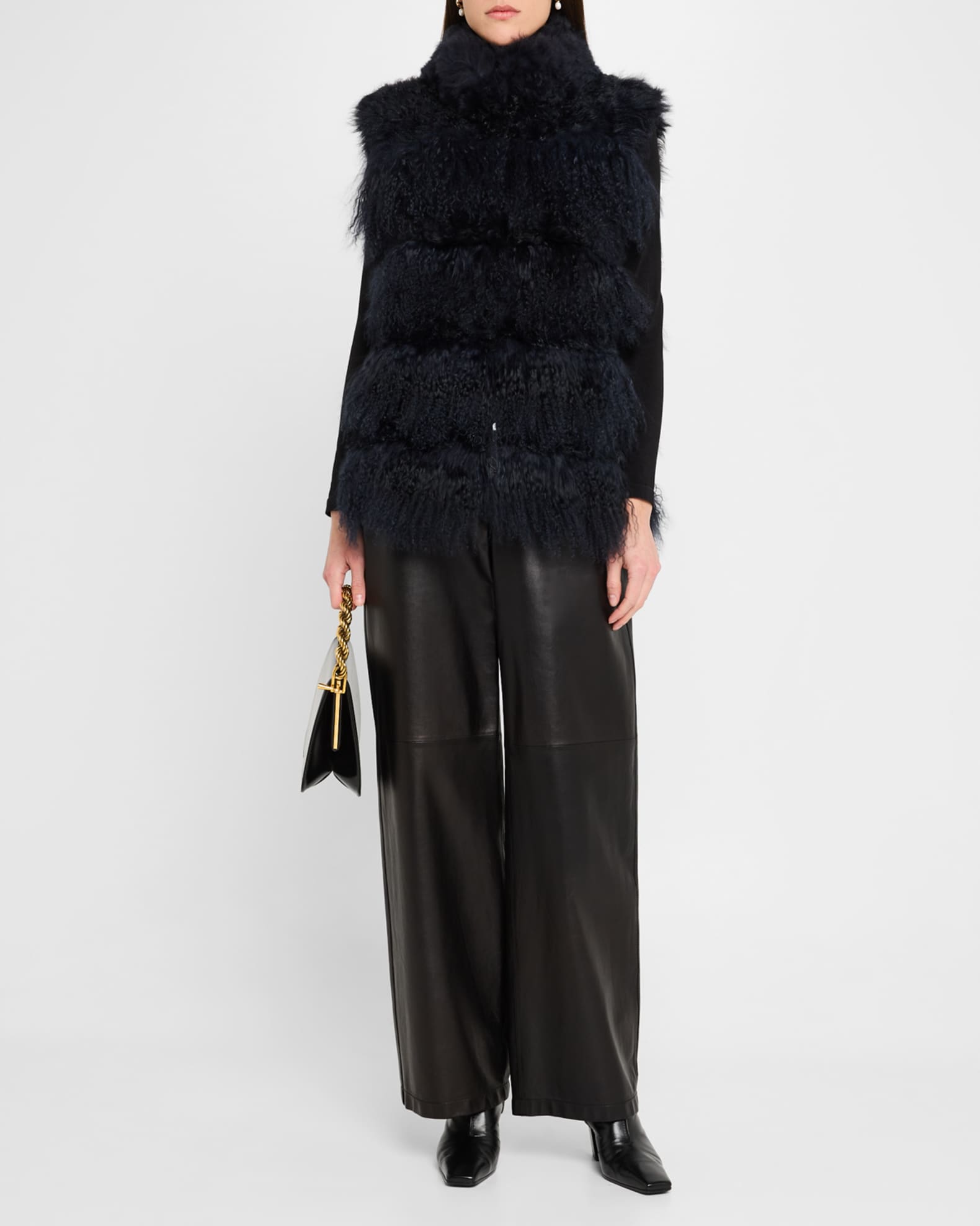 Horizontal Lamb Shearling Vest 1