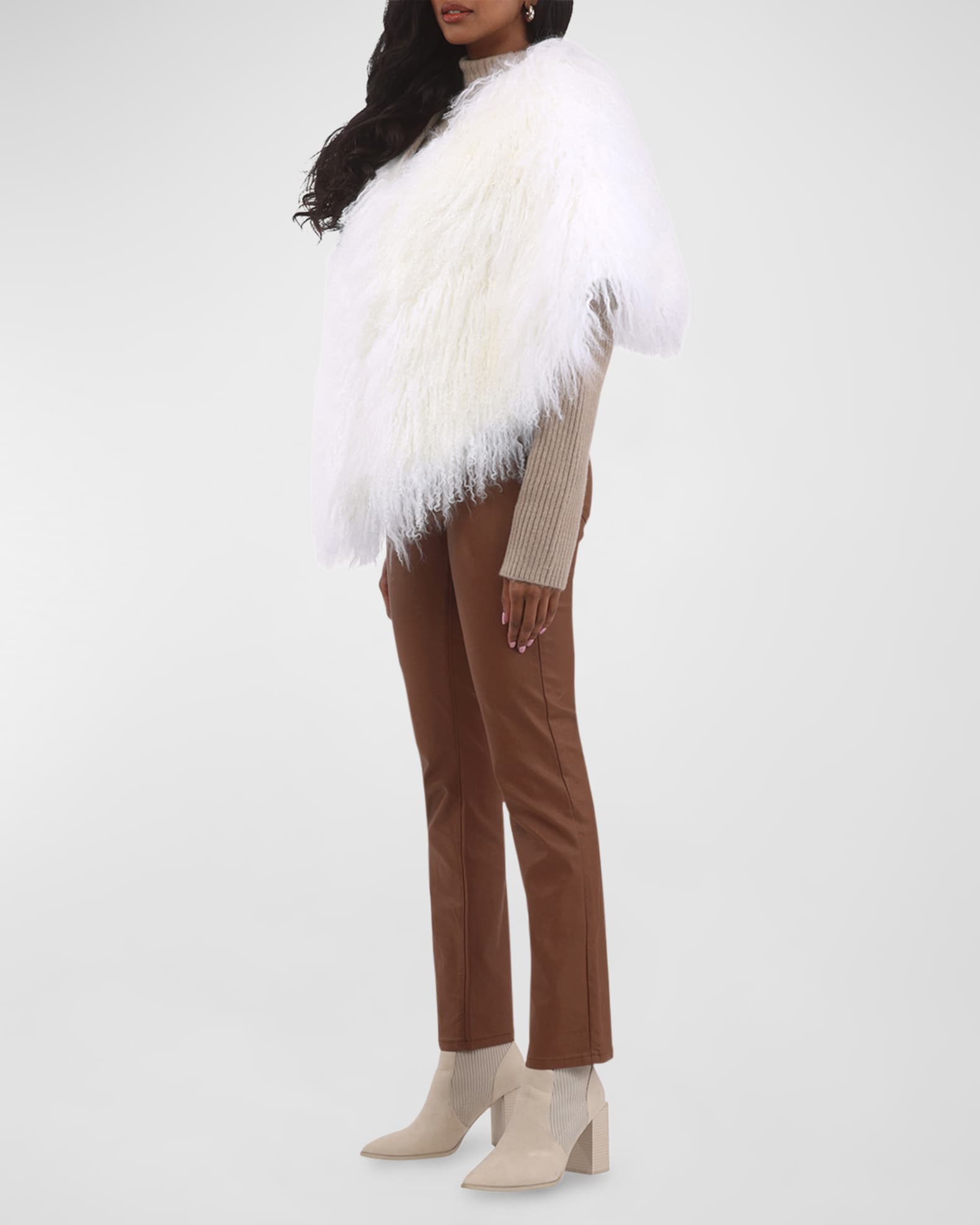 Select Mongolian Lamb Shearling Shawl 1