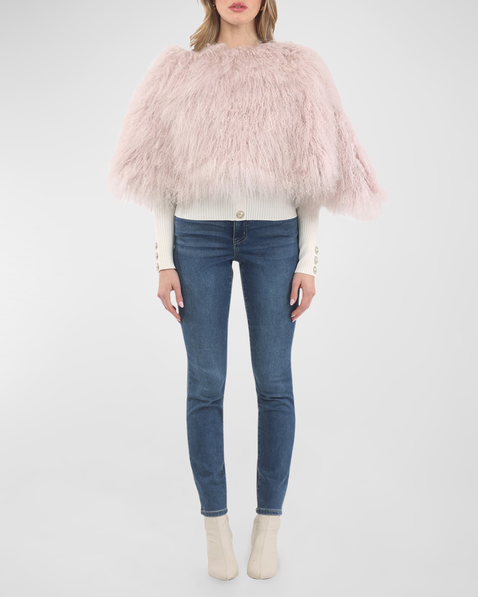 Select Mongolian Lamb Shearling Shawl 1
