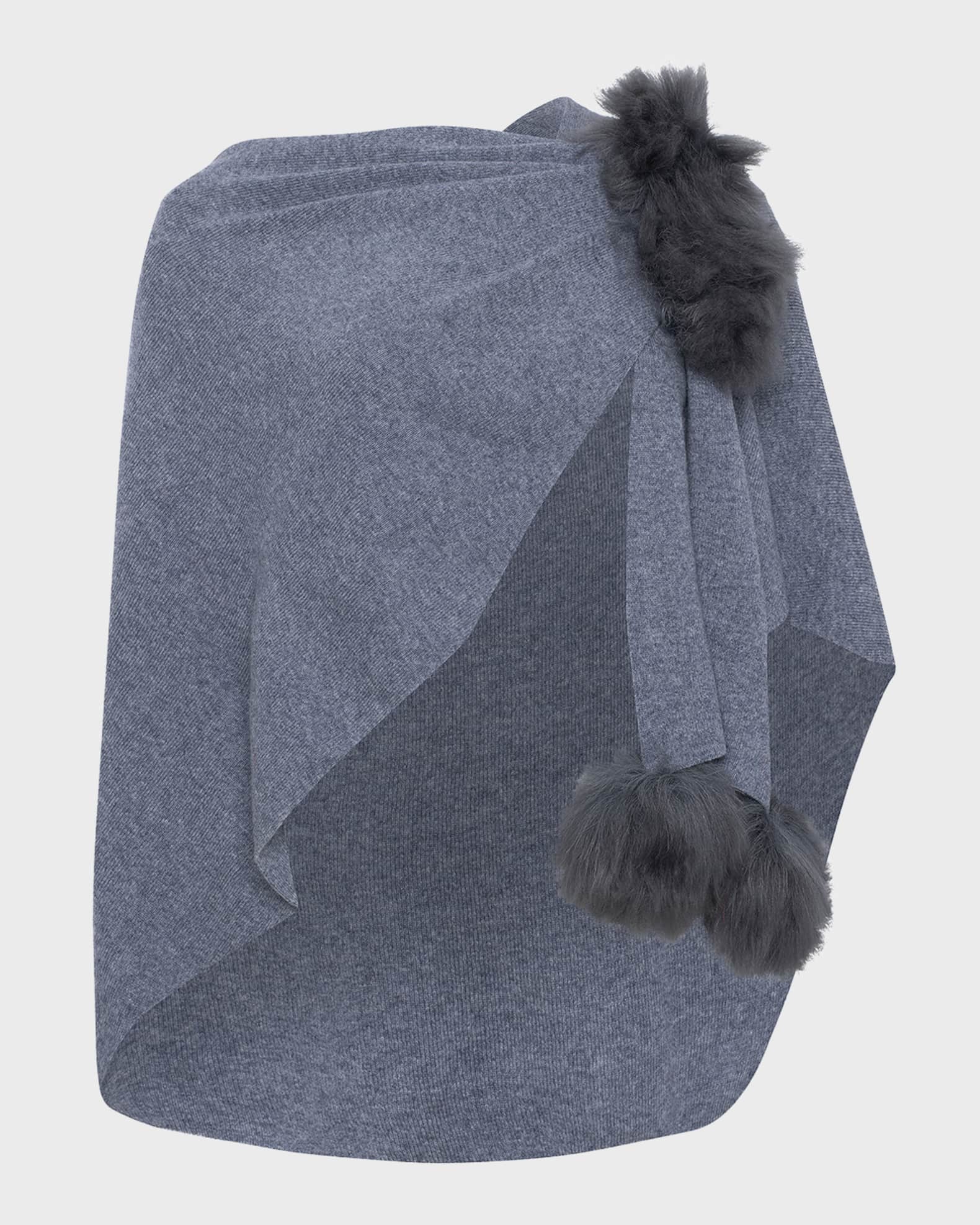 Select Wool Capelet With Lamb Shearling Poms 0
