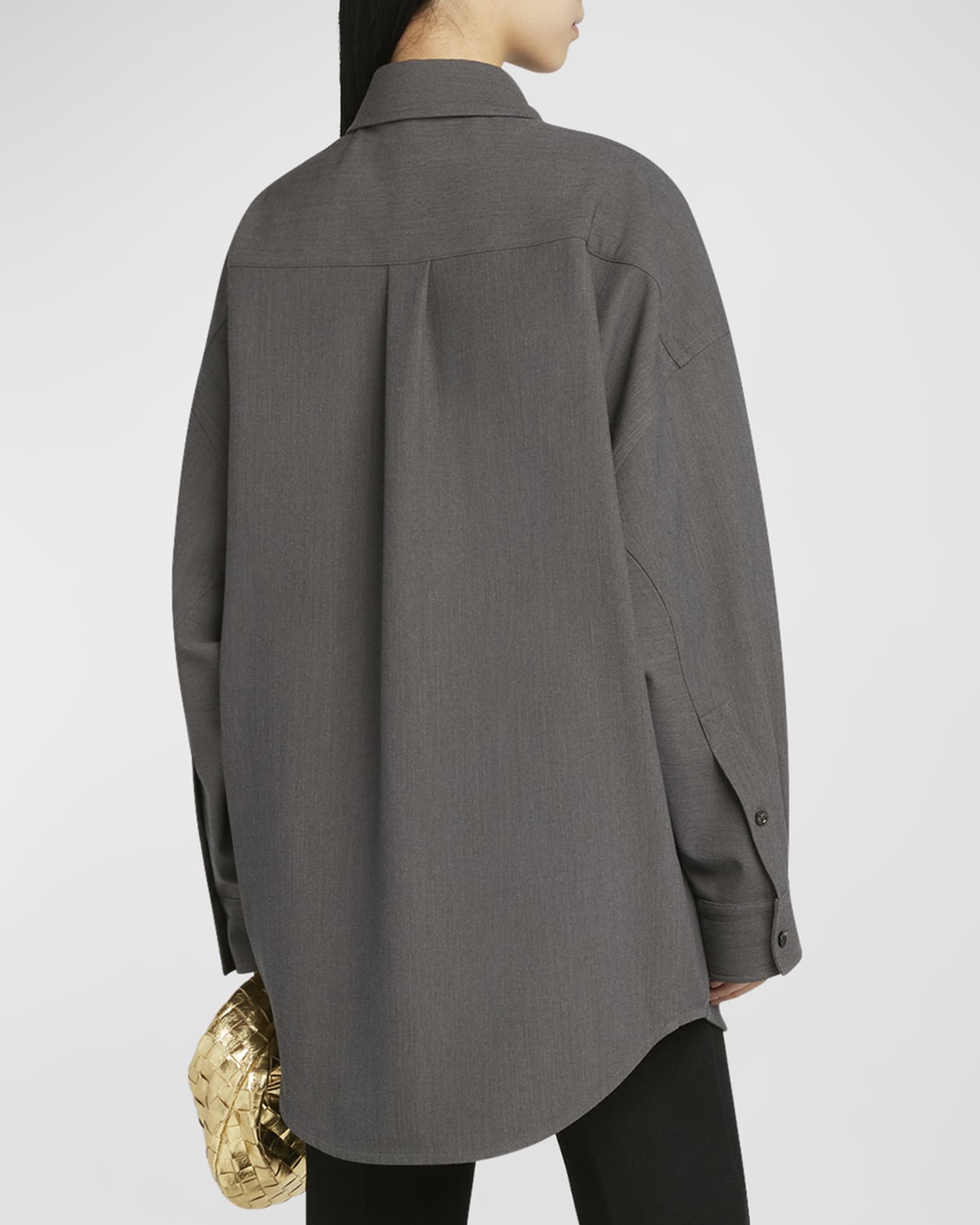 Bottega Veneta Wool-Blend Buttoned Shirt | Neiman Marcus