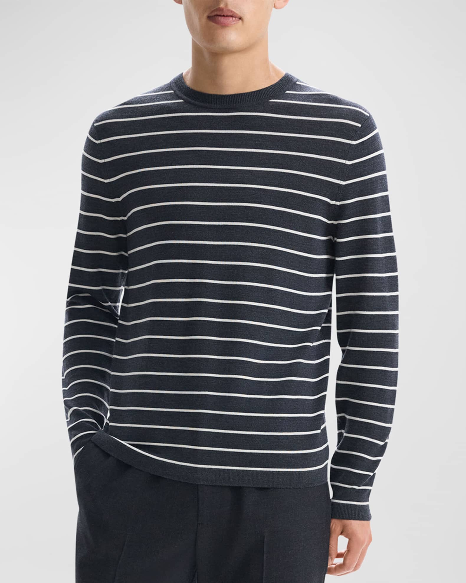 Tシャツ・カットソー Theory FW23 STRIPED SHIRT (N0981706_1K8) Theory Men's Striped Long-Sleeve T-Shirt | Neiman Marcus