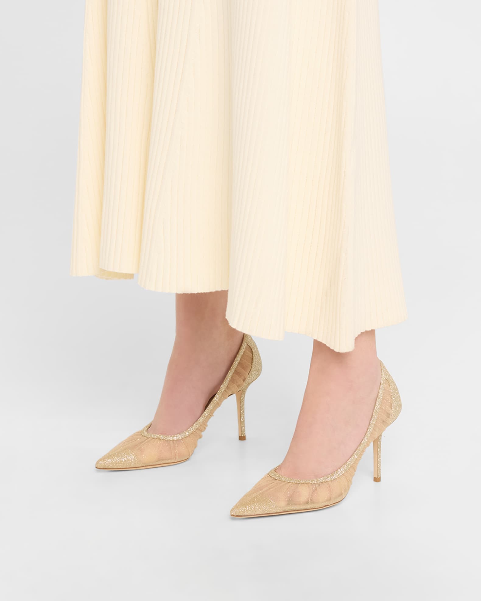 Jimmy Choo Love 85mm Glitter Tulle Pumps | Neiman Marcus