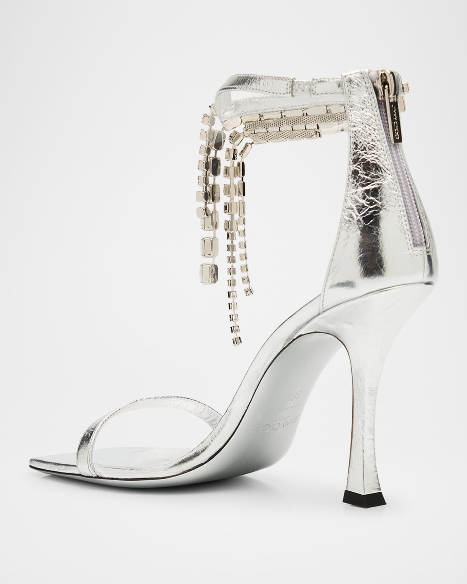 Verity Metallic Leather Crystal-Cuff Sandals 1