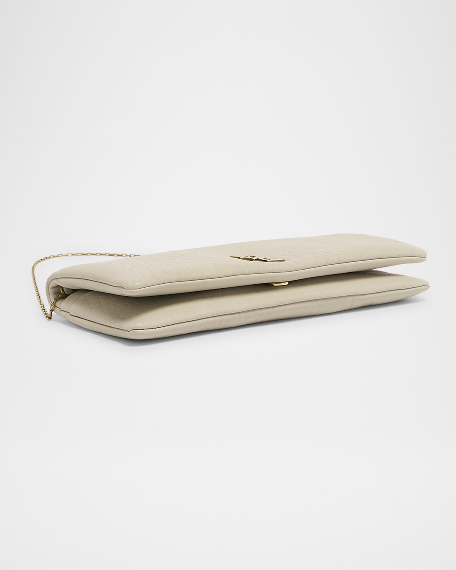 Saint Laurent Calypso Small YSL Pouch Clutch Bag in Calfskin Leather Neiman Marcus