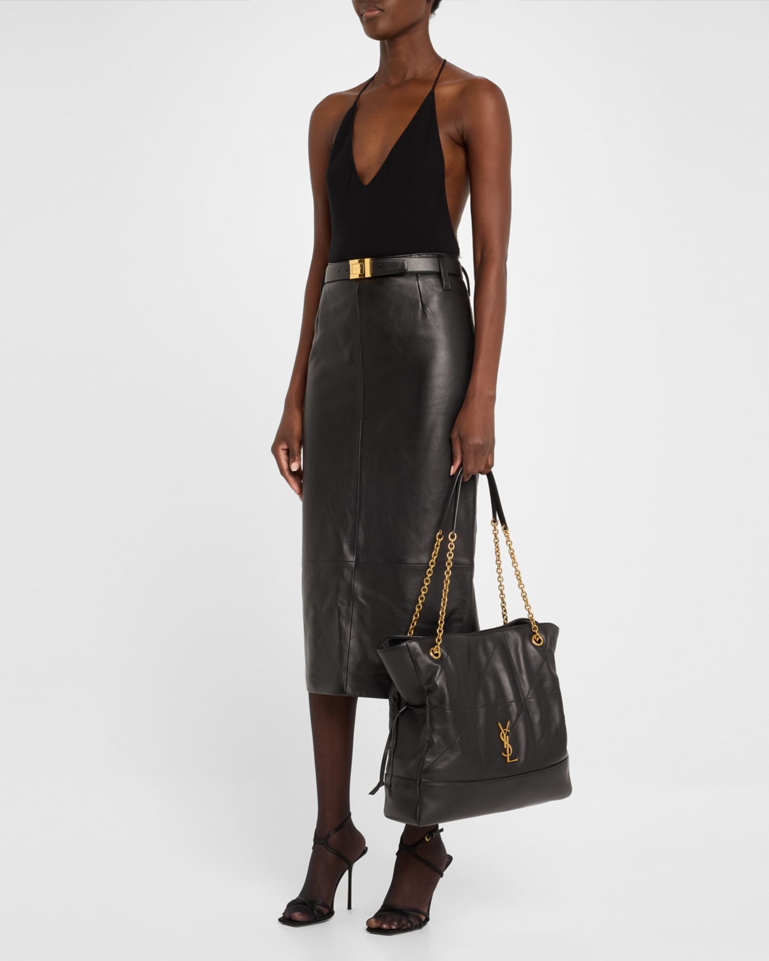 YSL キルティング ブラック マザーズバッグ Saint Laurent Jamie 4.3 Medium Shopping Tote Bag in Quilted