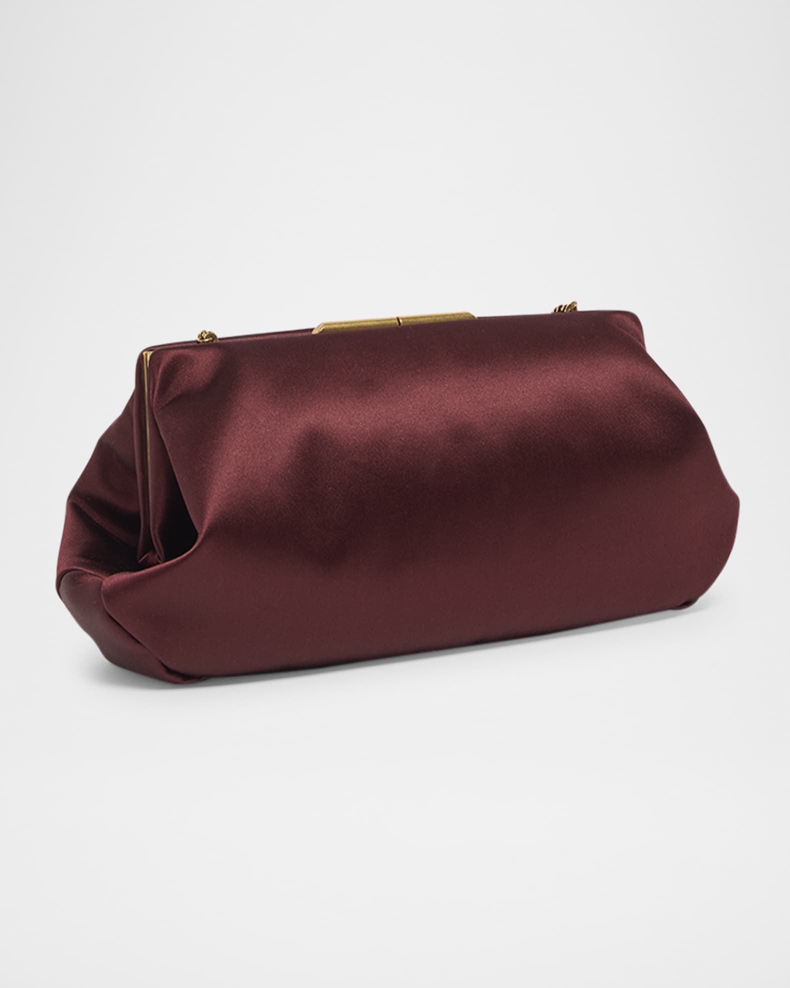 Saint Laurent Small Clutch Bag in Satin with Chain Neiman Marcus