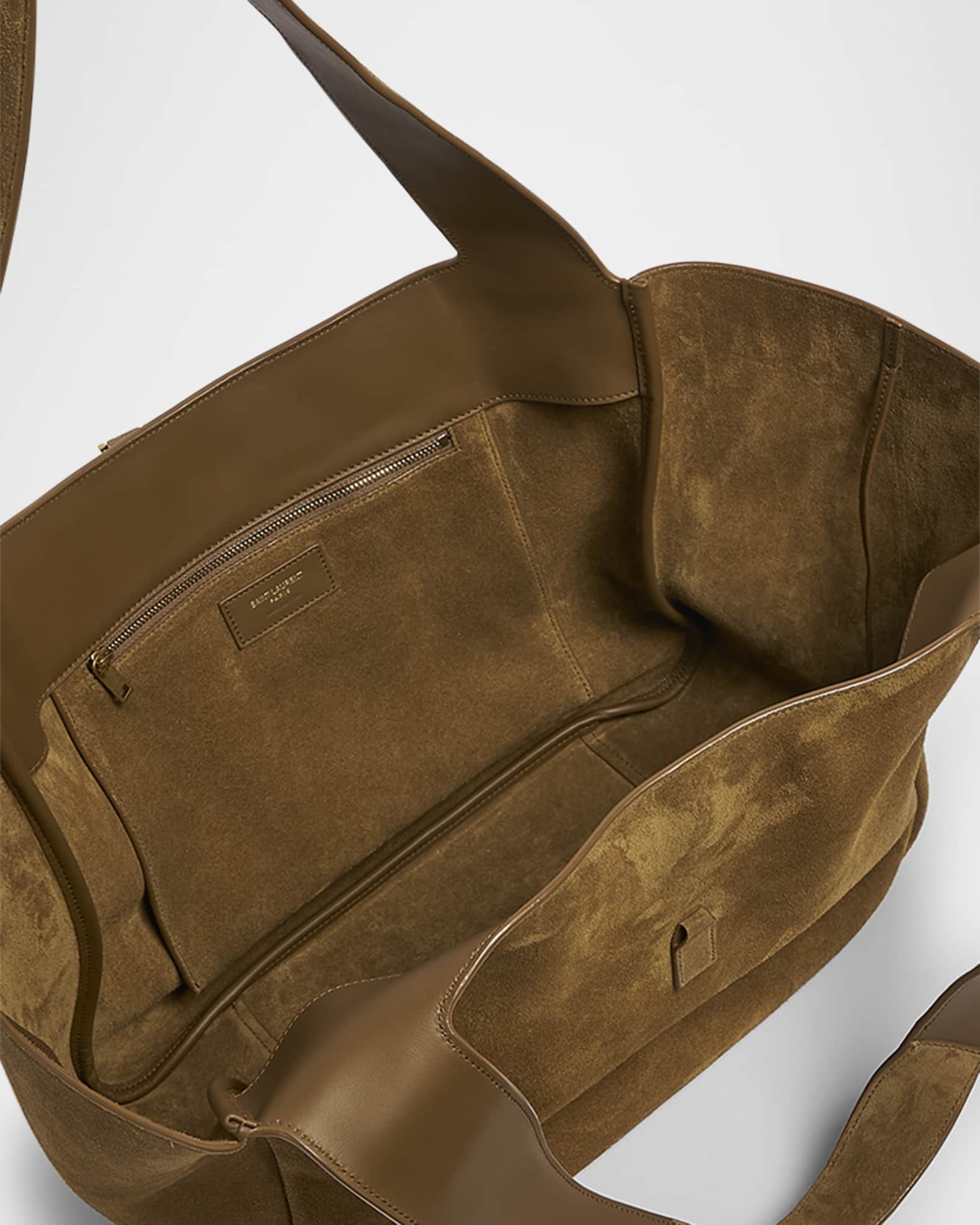 Saint Laurent Bea YSL Cabas Tote Bag in Suede | Neiman Marcus