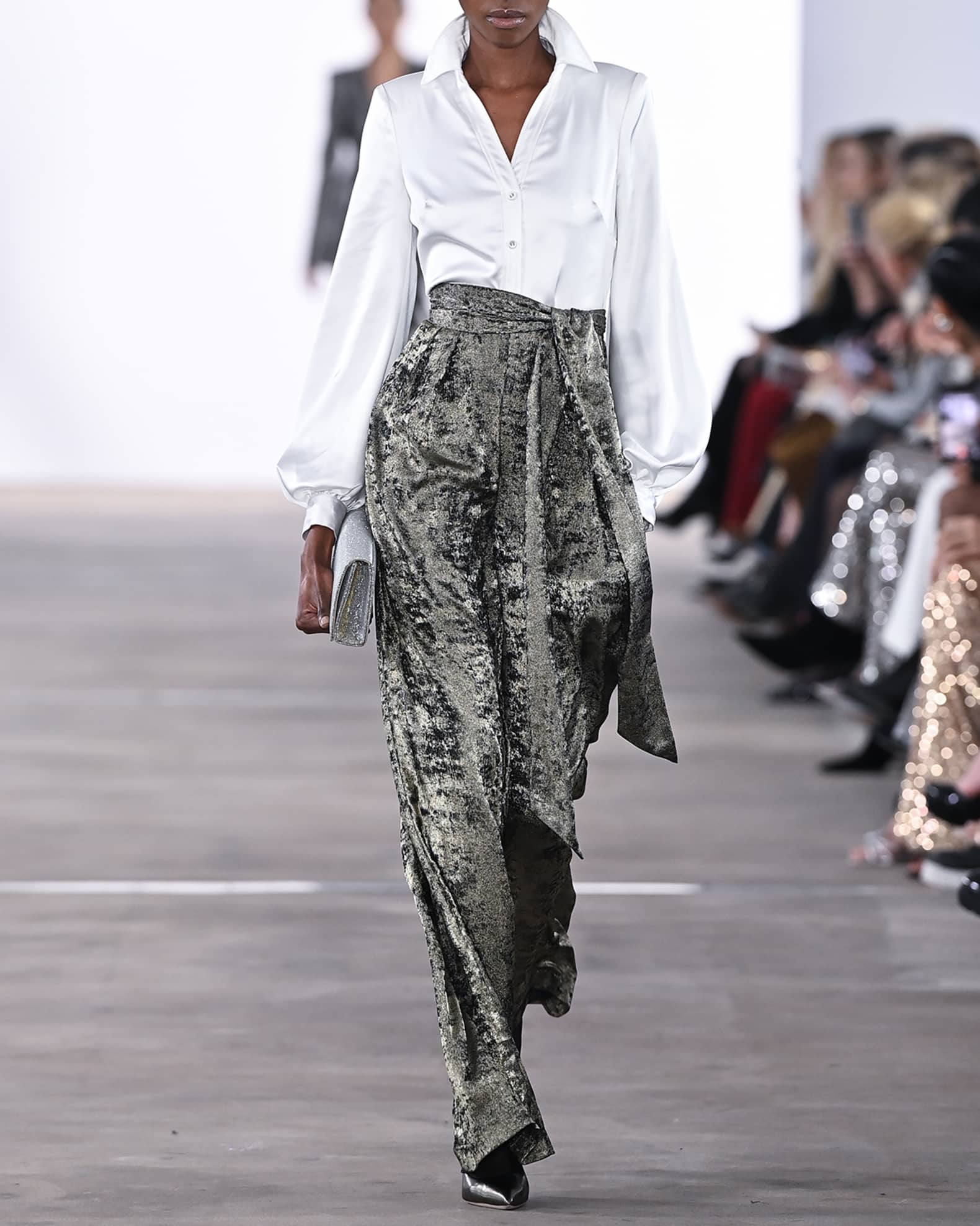Foiled Mixed Media Wide Leg Jumpsuit