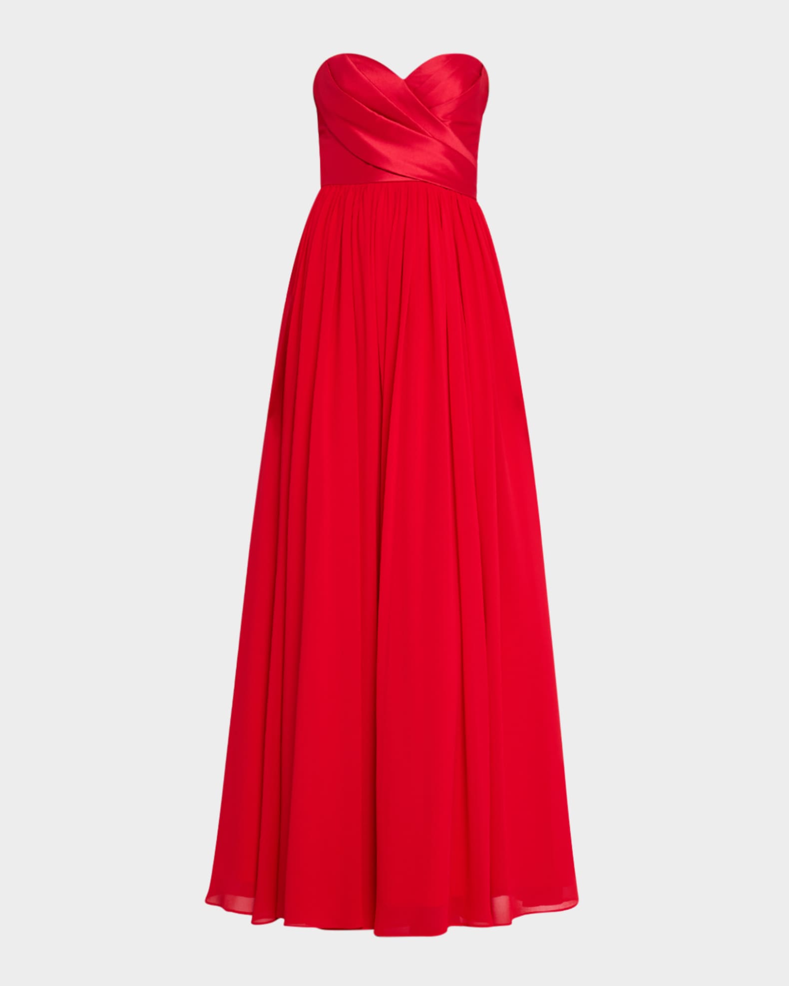 Badgley Mischka Collection Strapless Pleated A Line Gown Red Women s 8 Evening Formal Gala Gowns Mother of The Bride Groom A Line Gowns