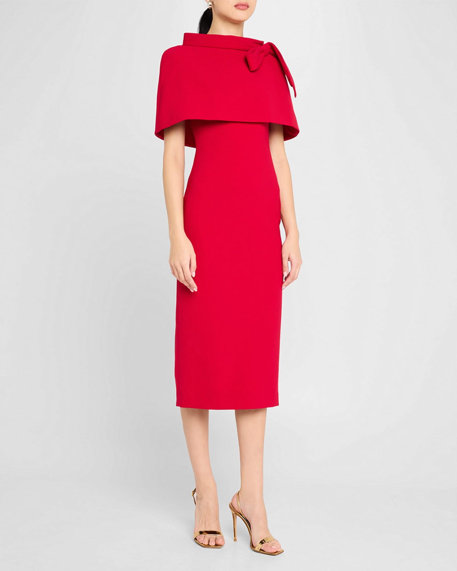 Badgley mischka collection sheath popover cape dress outlet