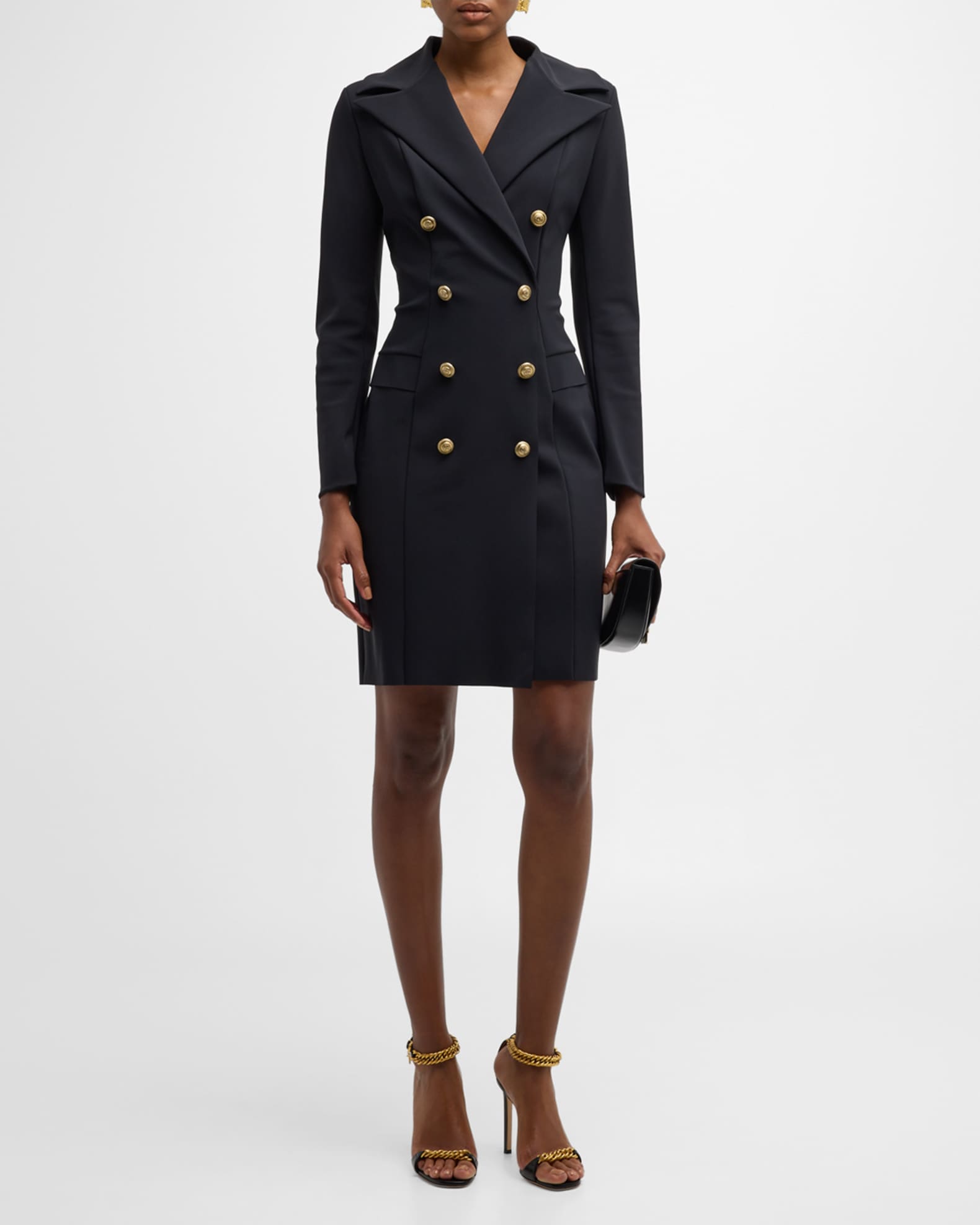 Chiara Boni La Petite Robe Double Breasted Blazer Dress Black