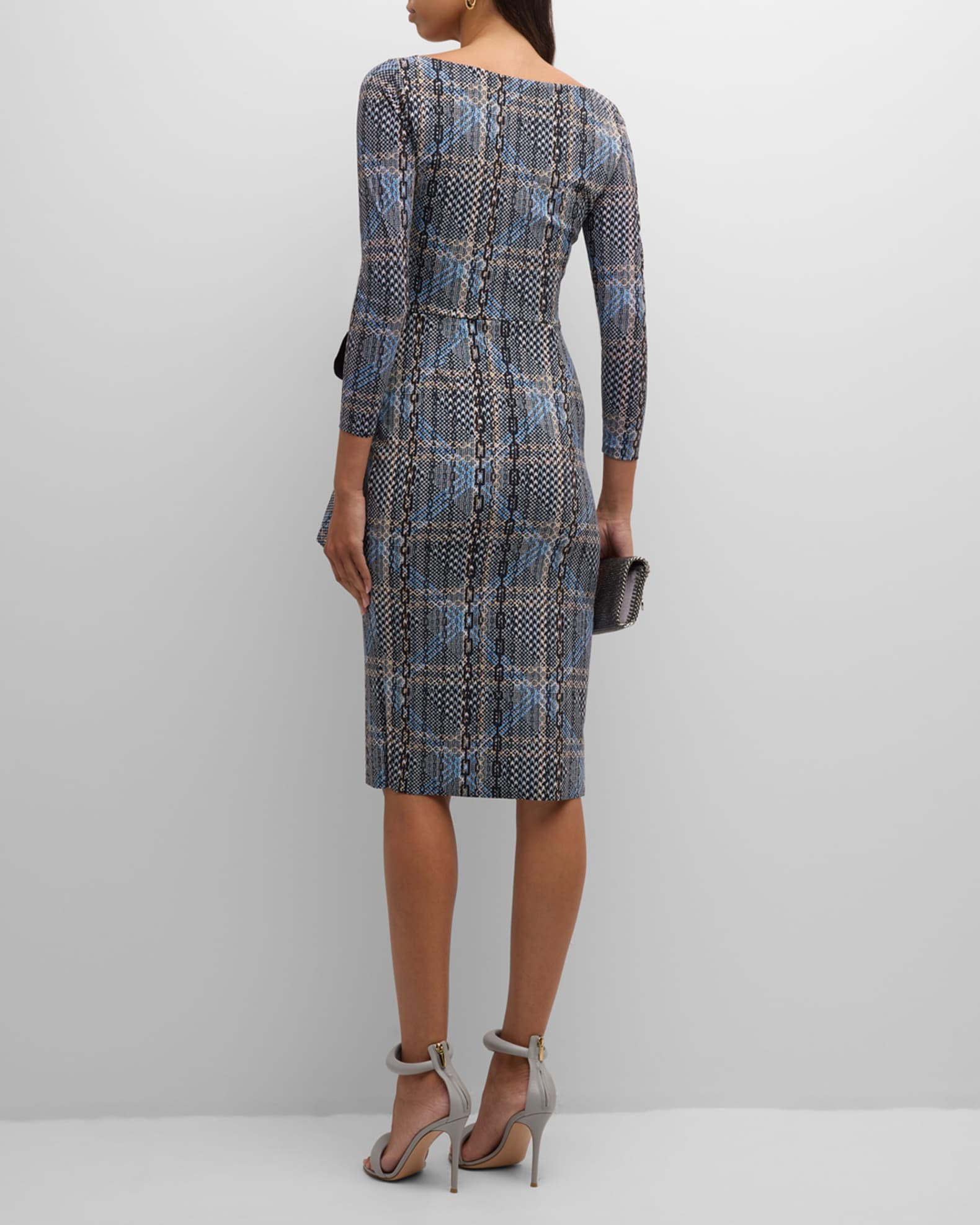 Chiara Boni La Petite Robe Plaid Print Ruffle Bodycon Dress Neiman Marcus