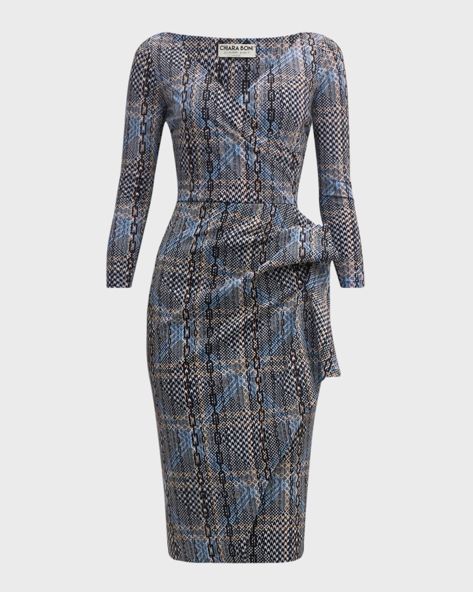 Plaid Print Ruffle Bodycon Dress