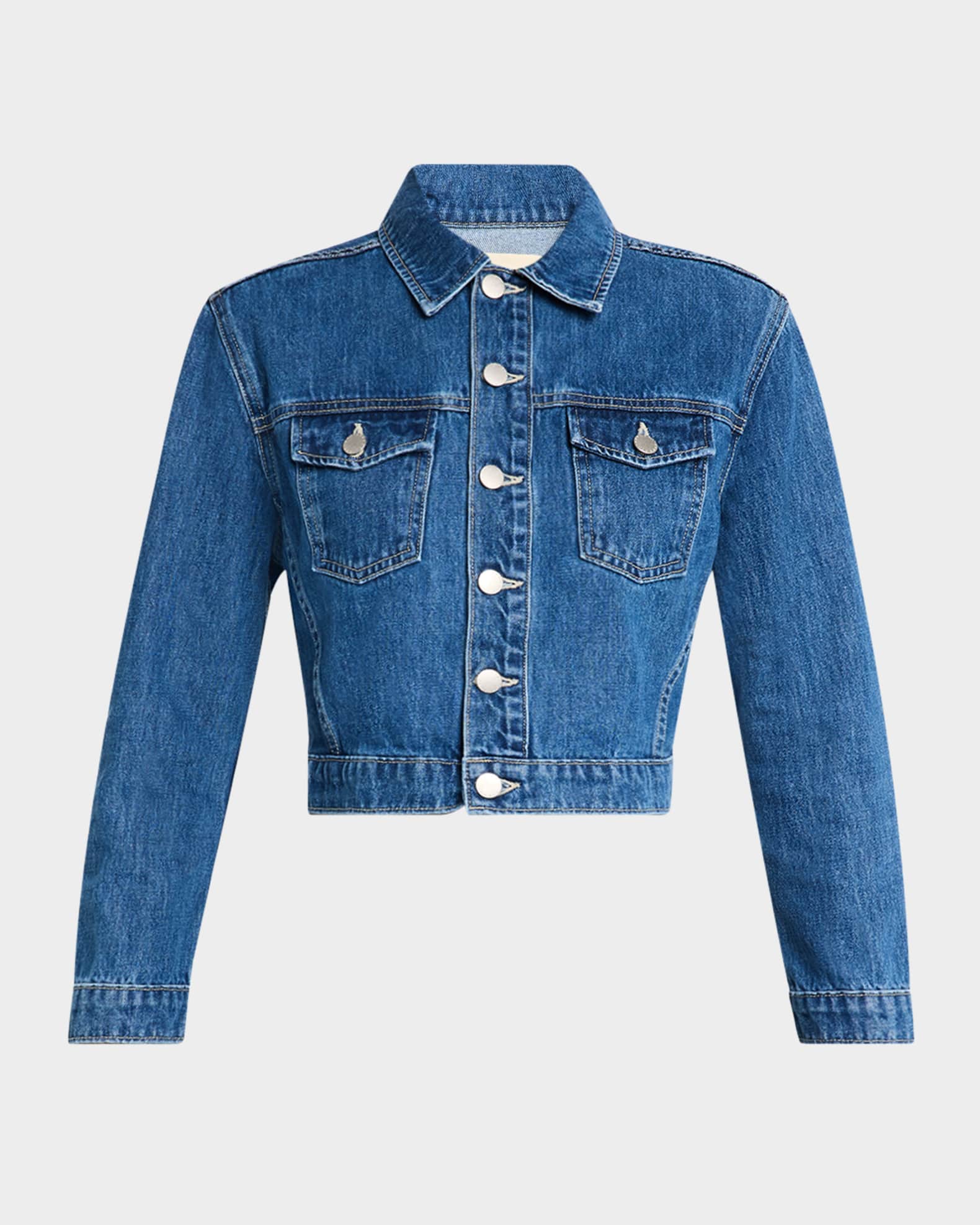 L'Agence Koda Cropped Denim Jacket | Neiman Marcus