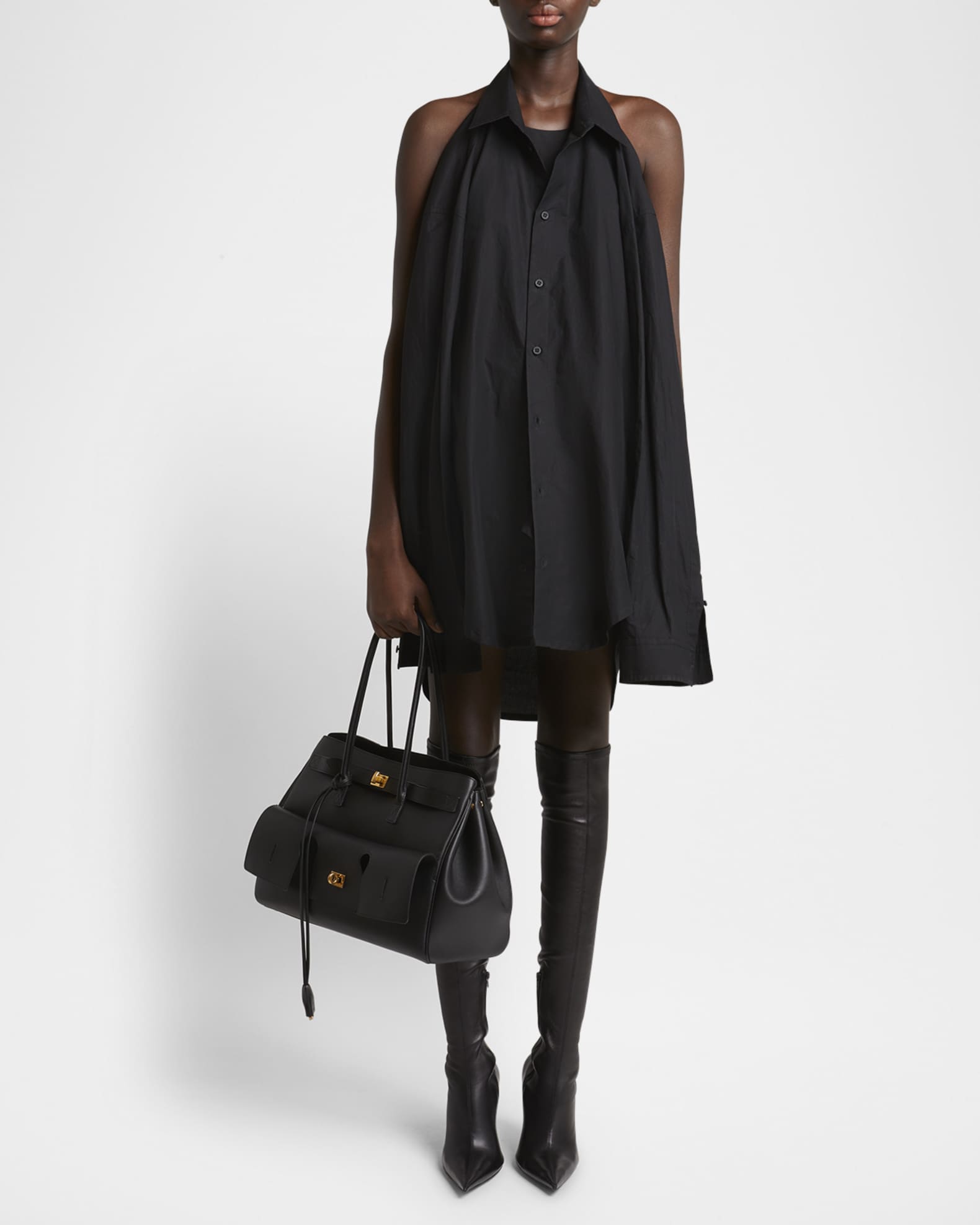 【BALENCIAGA】Bel Air Bag M ベル エア バッグ Bel Air Medium leather tote bag in black - Balenciaga