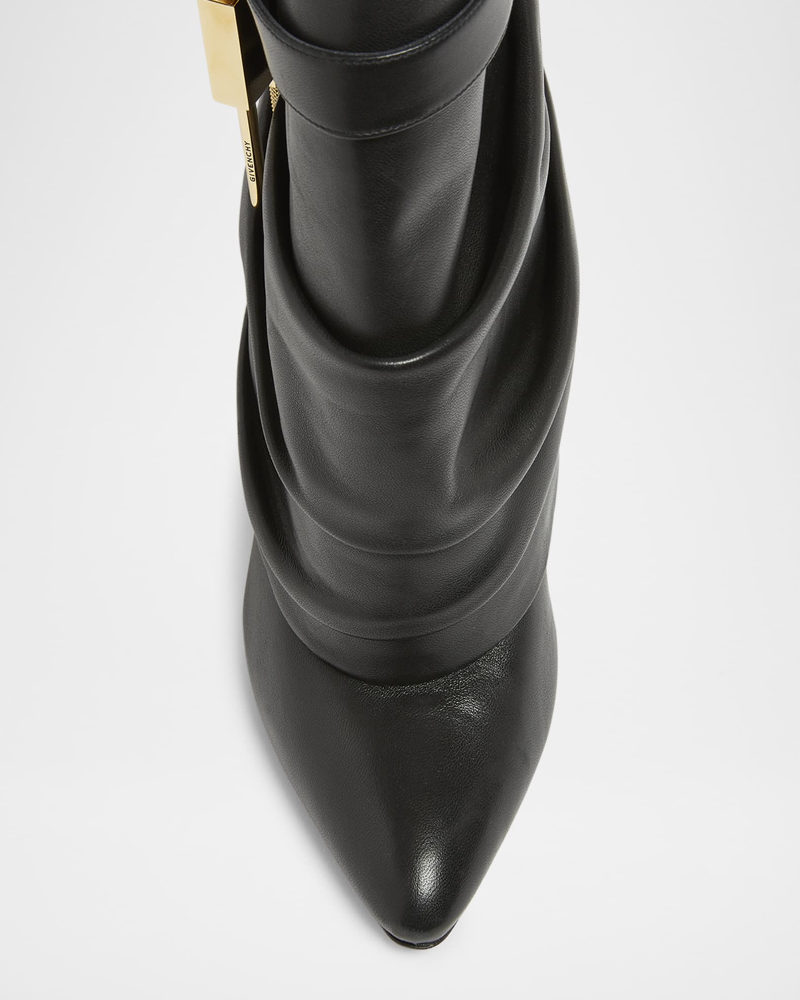 【GIVENCHY】Shark Lock ラフィア アンクル ブーツ Shark Lock boots in leather in - black black | Givenchy US