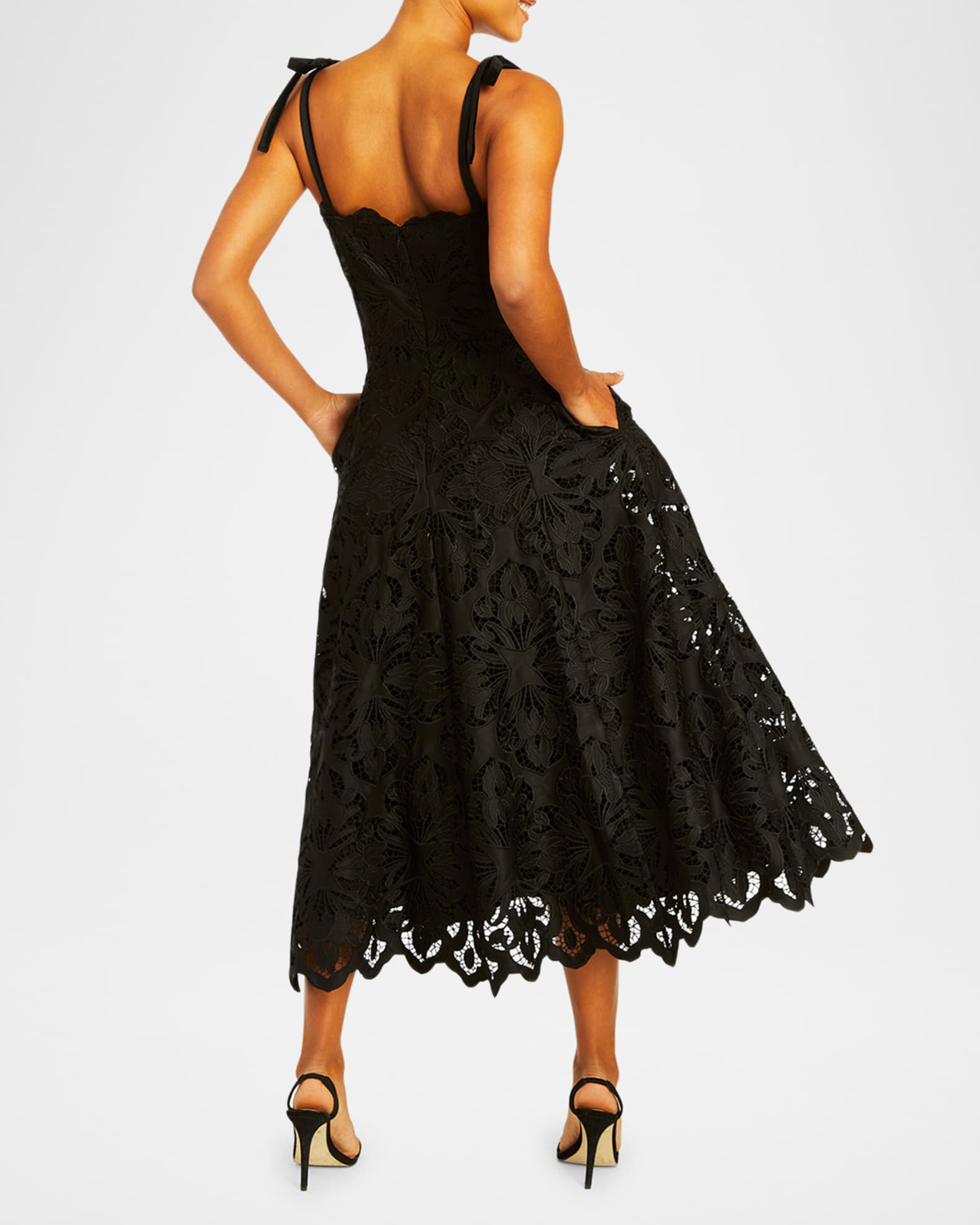 Cataleya Scalloped Floral Lace Midi Dress 1