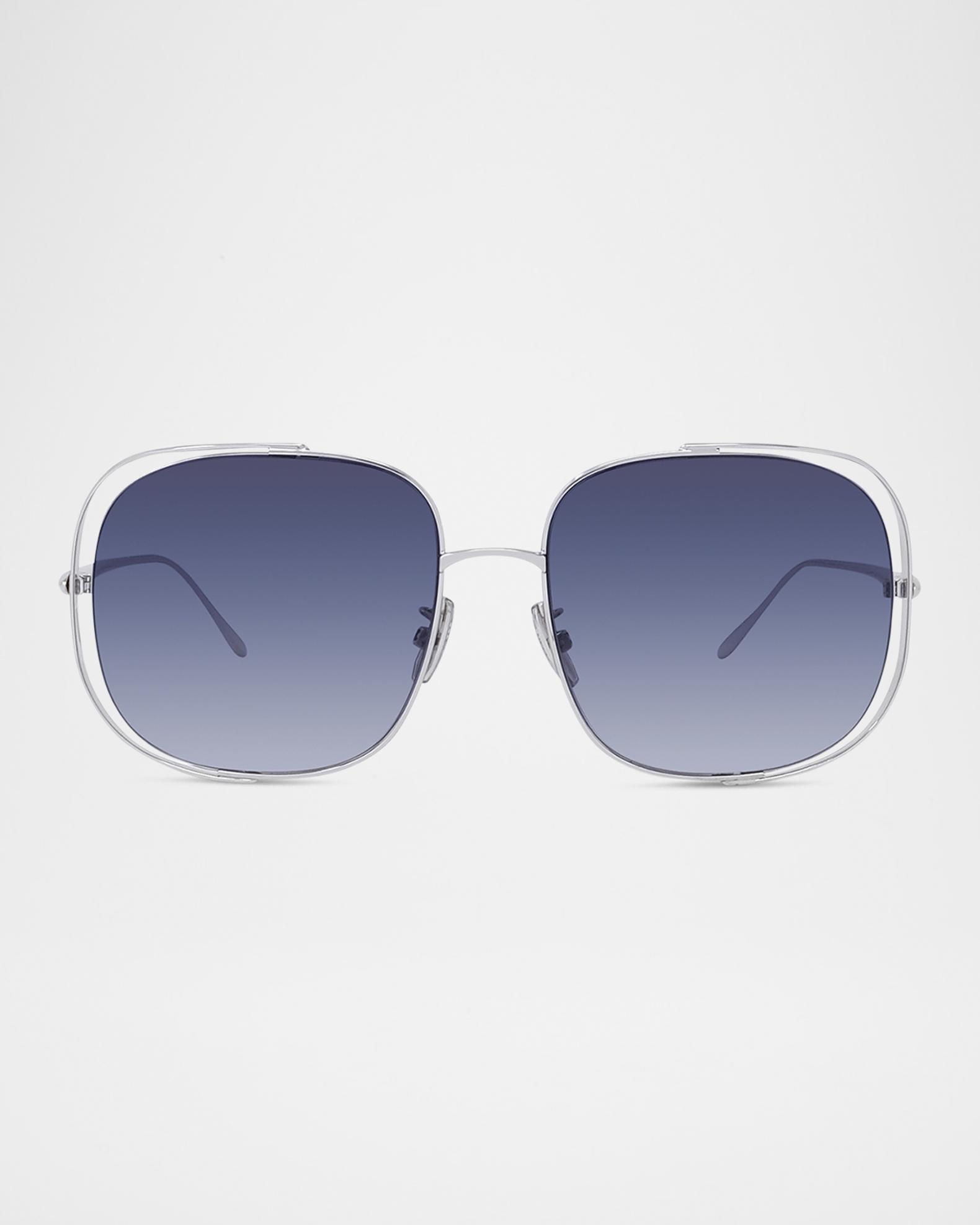 Loewe Anagram Rimless Sunglasses Blue Gradient Lens Silver Frame Logo Arms VTG Loewe Rimless Gradient Sunglasses SLW002/v Womens Copper  main image 2