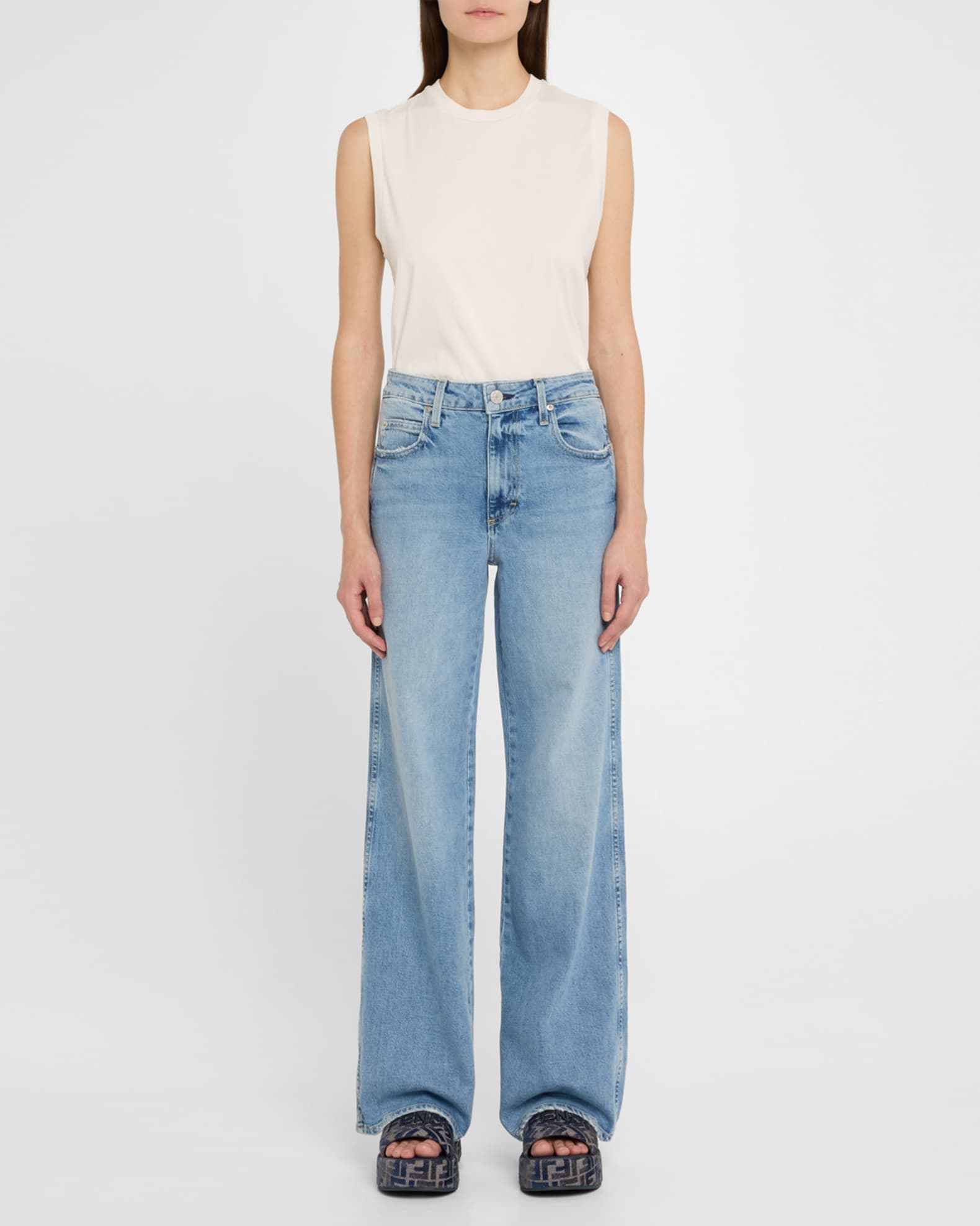 Fendi Sunshine FF Chenille Jacquard Platform Sandals | Neiman Marcus