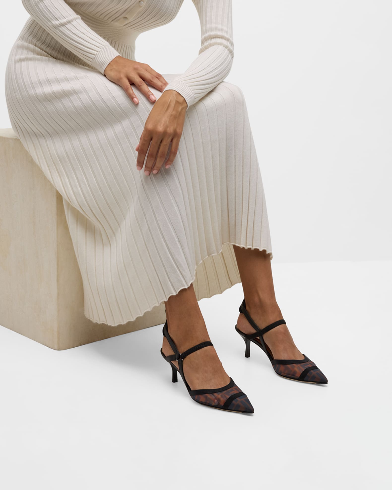 Colibri FF Mesh Slingback Kitten-Heel Pumps 1
