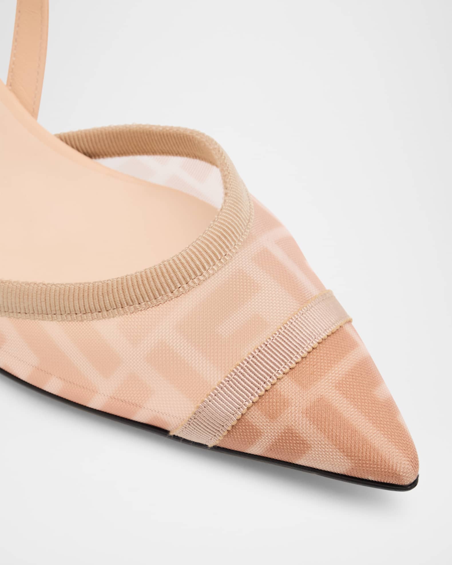 Fendi Colibri FF Mesh Slingback Kitten-Heel Pumps | Neiman
