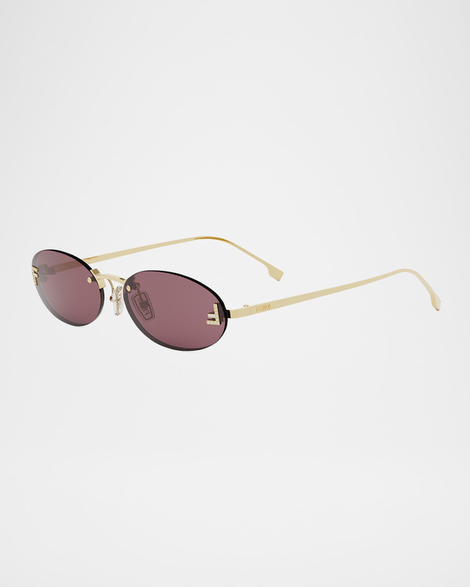 Fendi FF Crystal Metal Oval Sunglasses | Neiman Marcus