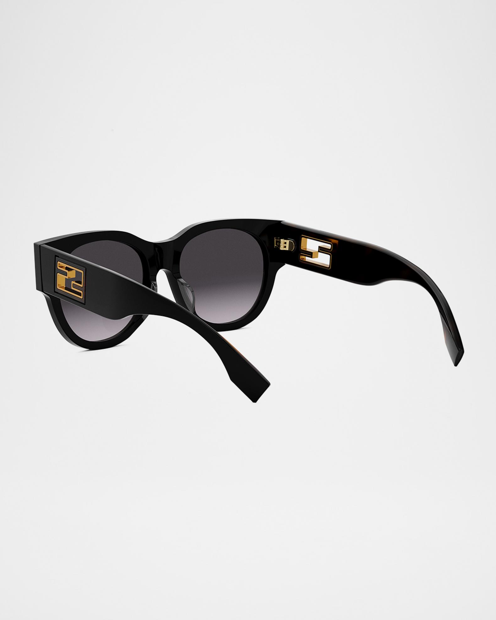 Black Fendi Round Logo-Lenses Sunglasses (Unisex) Sunglasses FENDI Roma FE40125I 01V 52-21 Black in stock main image 3