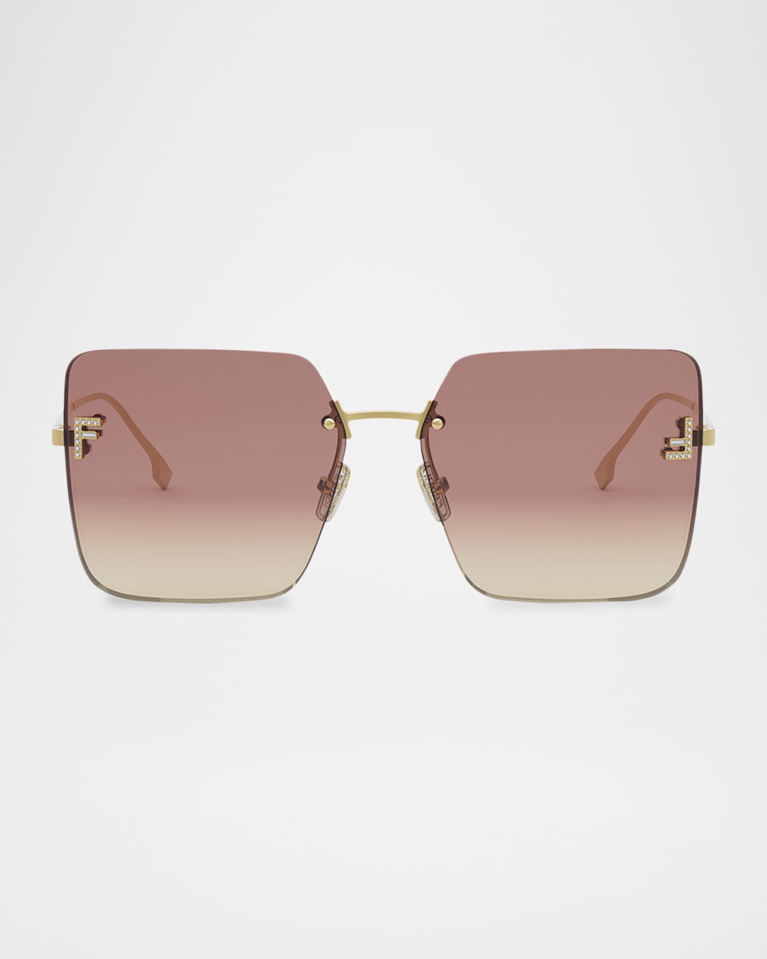 Oversized Rimless Square Metal & Nylon Sunglasses 0