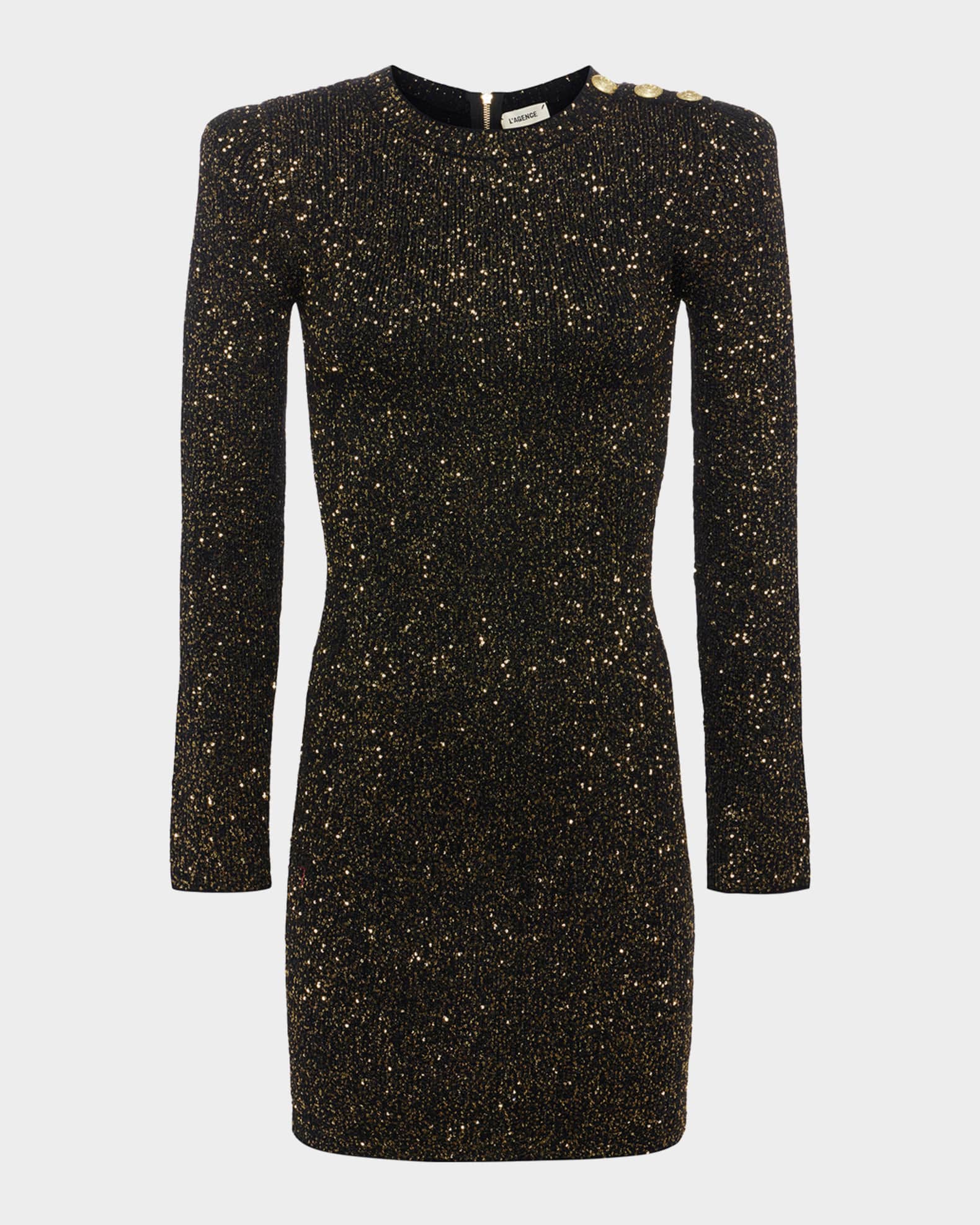 Cherry Sequined Long-Sleeve Mini Dress 0