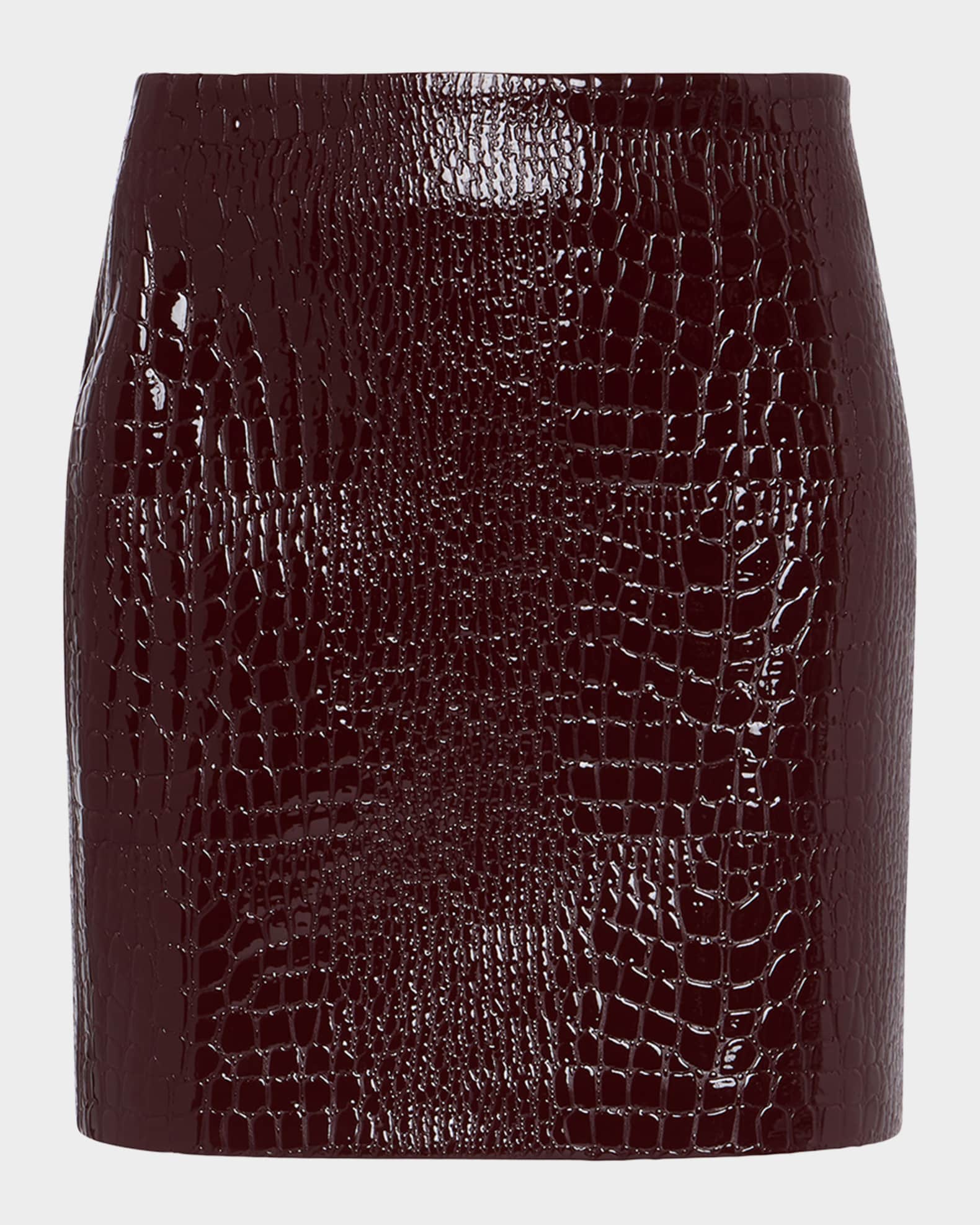 L Agence Gerard Croc Embossed Faux Leather Mini Skirt Neiman Marcus