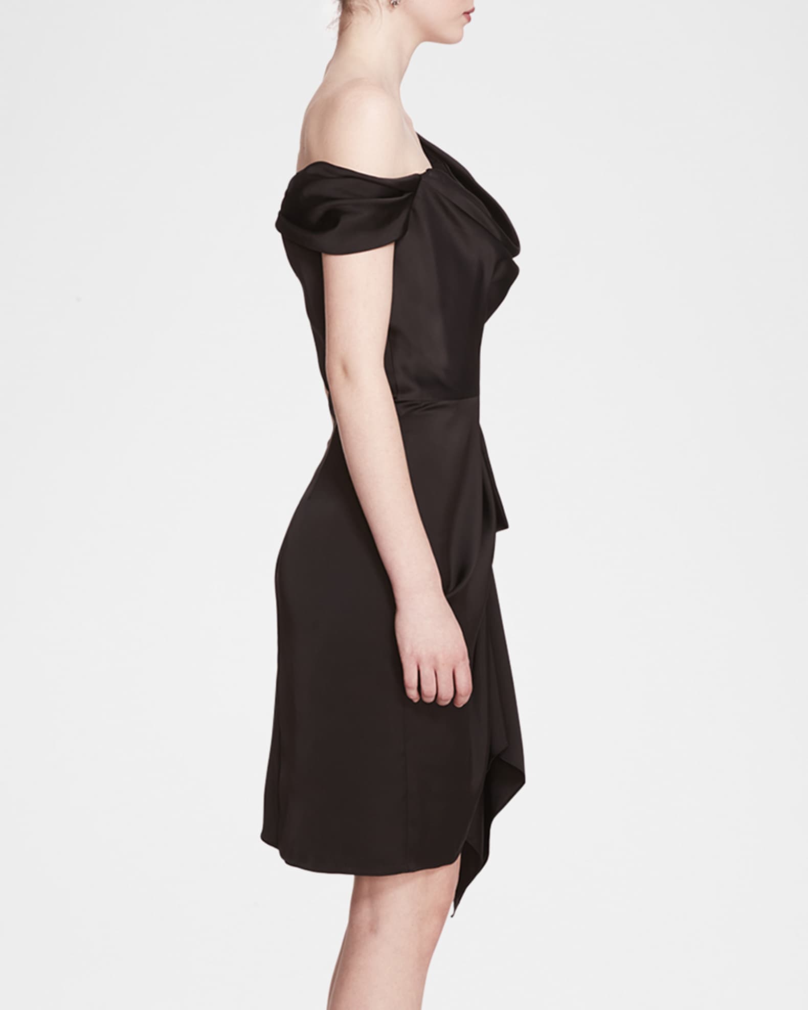 Draped One Shoulder Satin Dress