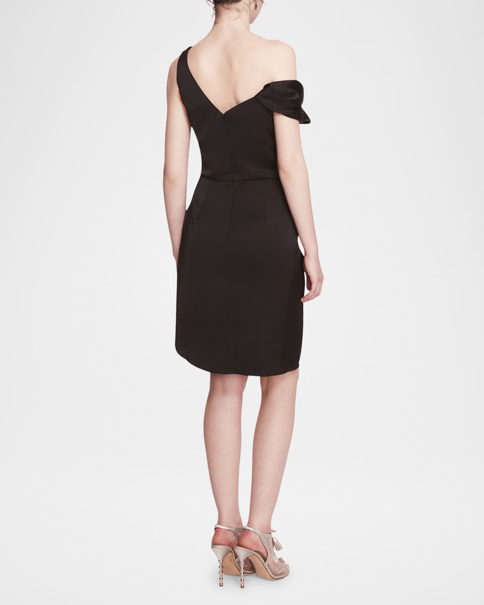 Draped One Shoulder Satin Dress