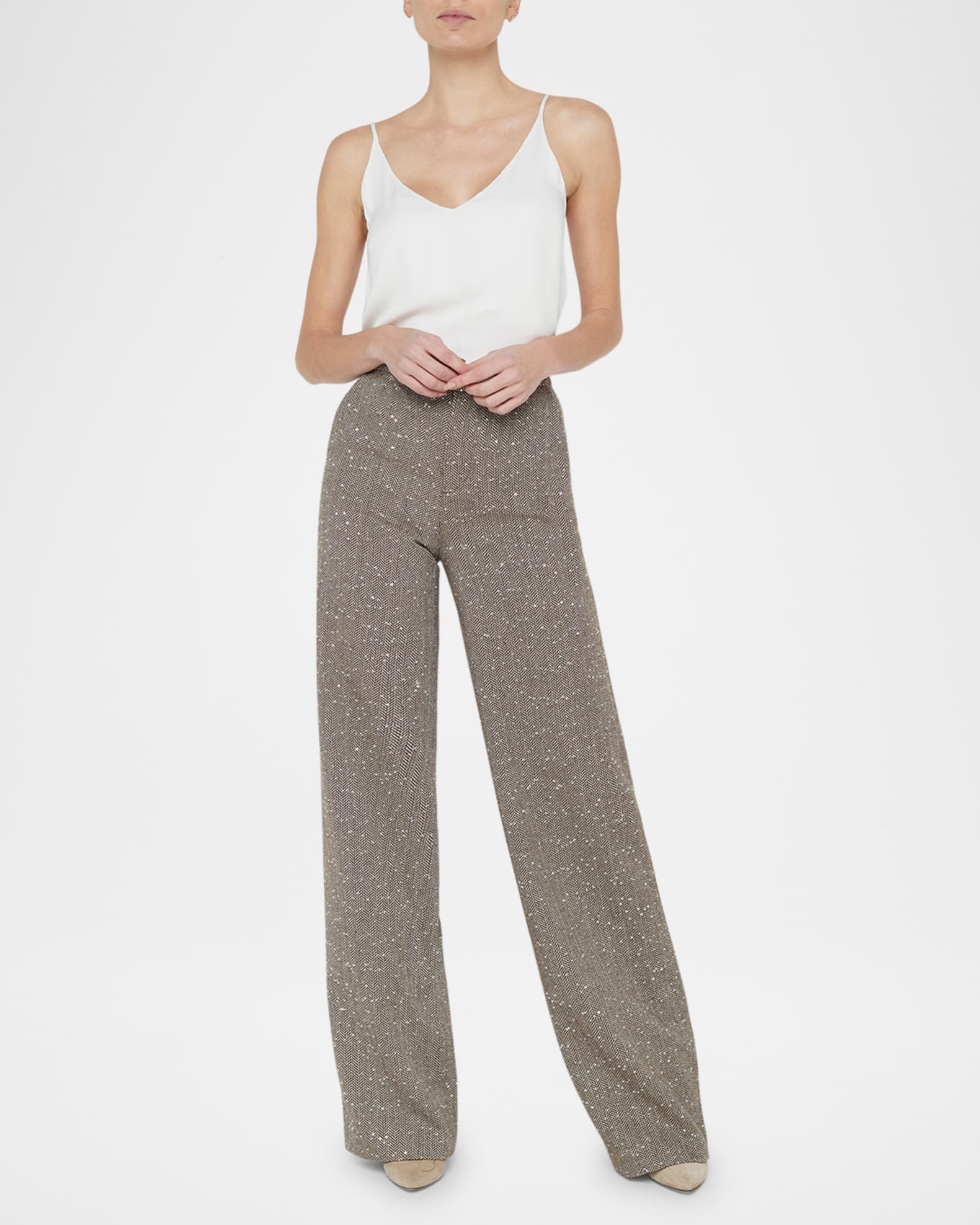 Livvy Chevron Straight-Leg Trousers 1