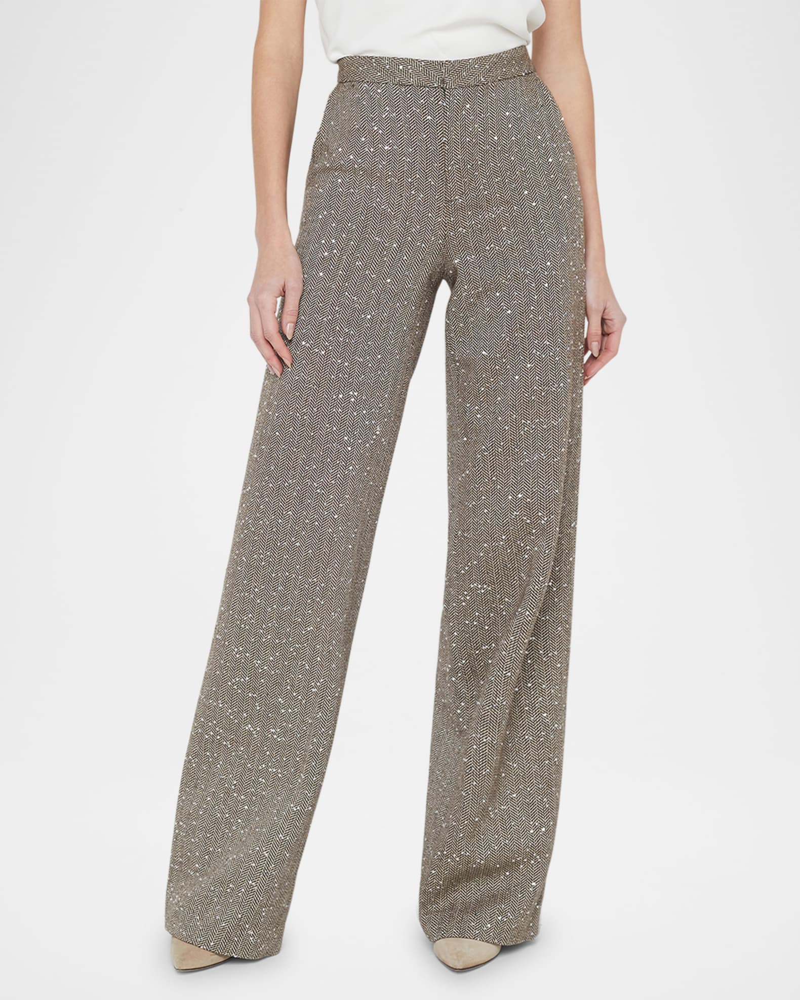 Livvy Chevron Straight-Leg Trousers 0