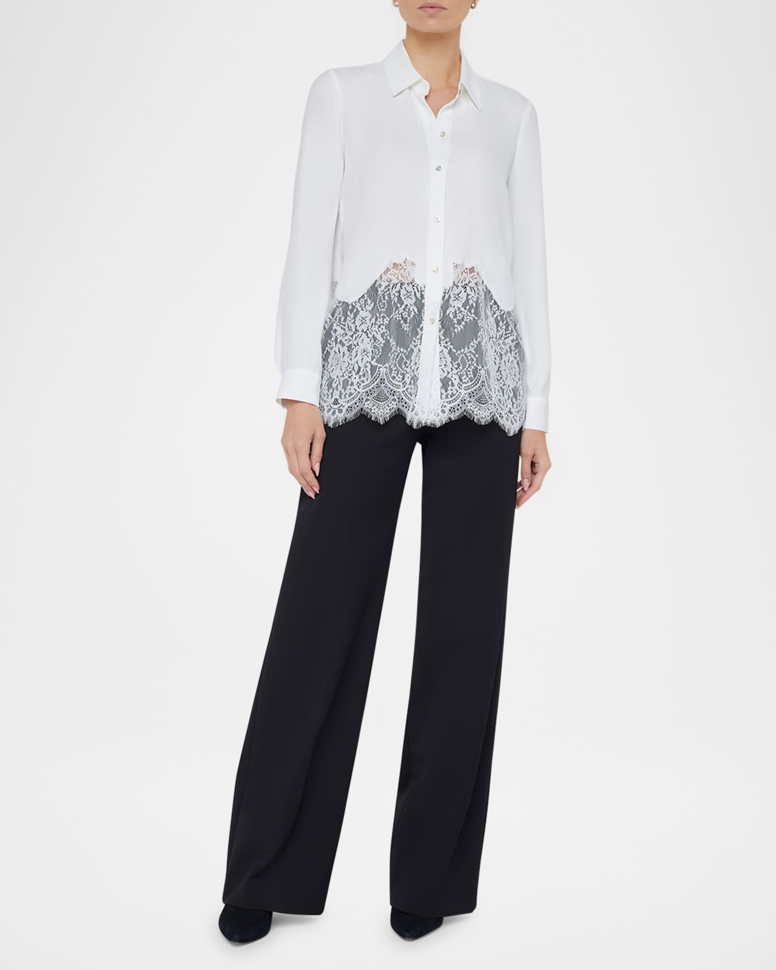 Adalee Lace Inset Satin Blouse 1